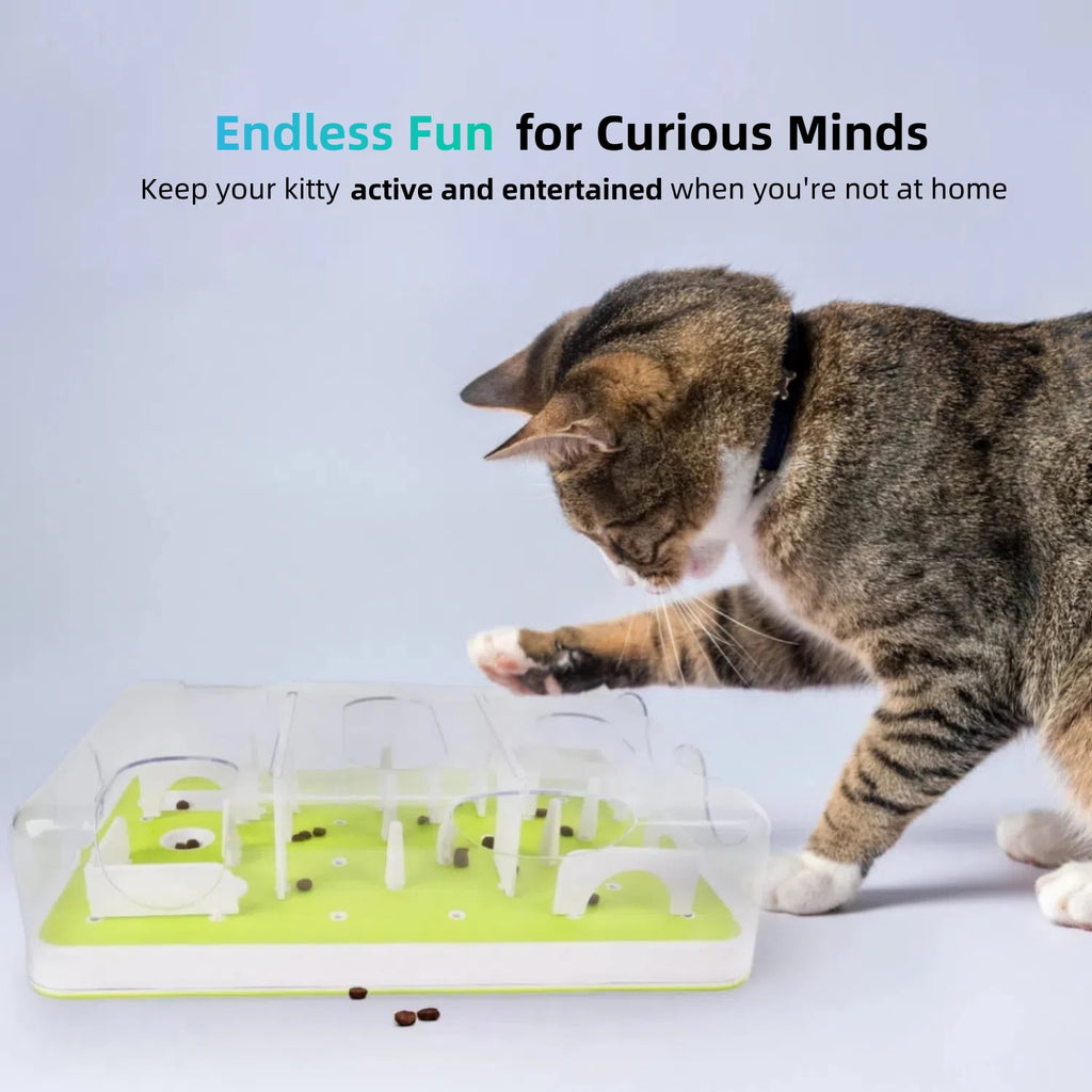 All For Paws Cat Puzzle Feeder Toy, Cat Slow Puzzle Feeding Toy for Kitty IQ Training & Mental Stimulation, Kitty Enrichment Toys for Indoor Cats, Puzzle