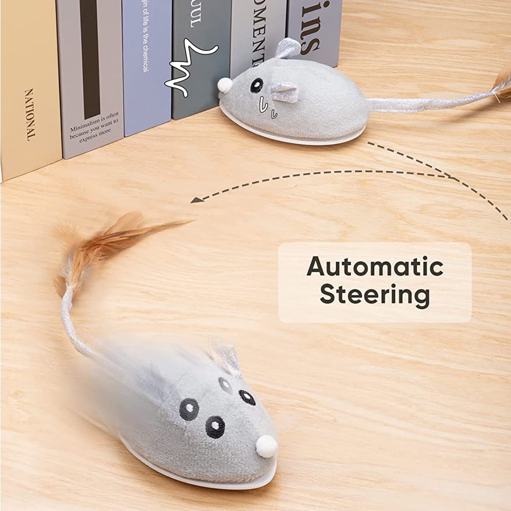 NBPOWER Cat Toys, Electronic Interactive Cat Toys for Indoor Cats, Automatic Cat Toys with Feather Tail, Smart Sensing Mouse Cat Toys with USB Rechargeable for Kitten Indoor Outdoor Activity
