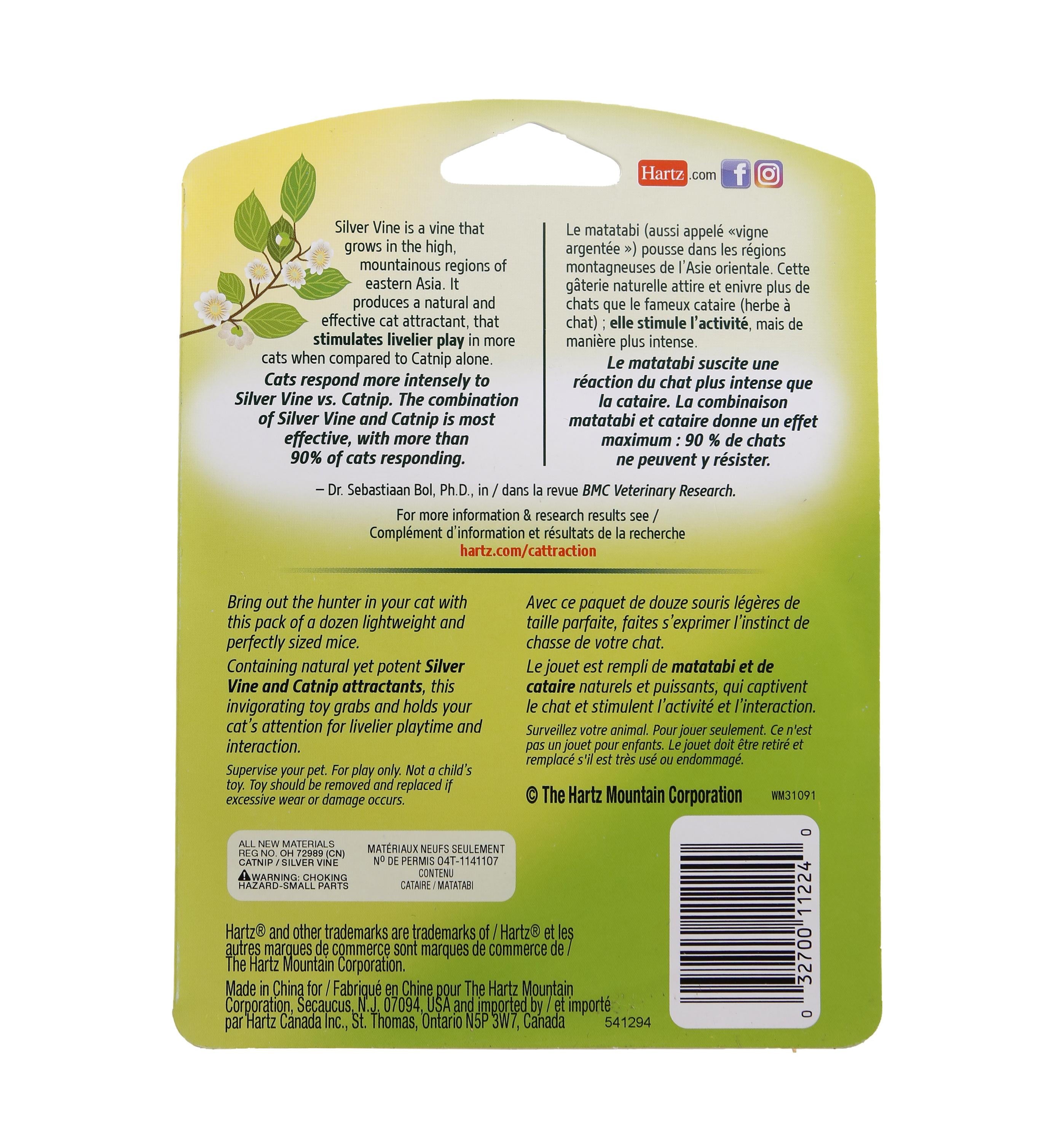 Hartz Cattraction with Silver Vine and Catnip Kitty Frenzy Cat Toy,