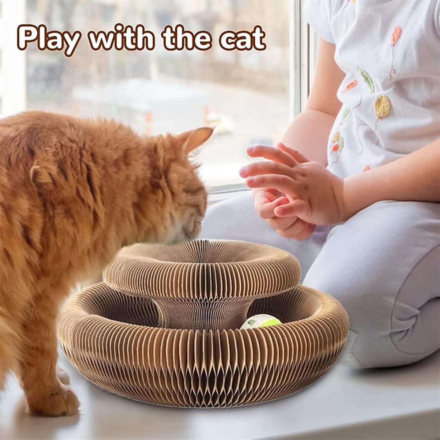 Marlene Kitty Kurlz, Kitty Curls Cat Toy, Cat Kurlz, Reversible Infinity Style Magic Organ Cat Scratching Board, Made from Recycled Corrugated Cardboard Durable & Long Lasting (2Pcs)