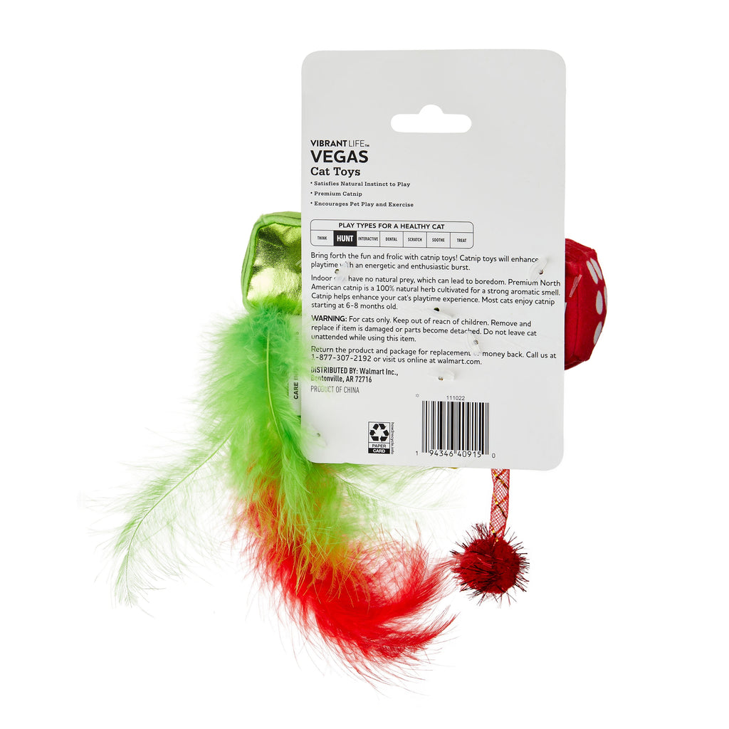 Vibrant Life Vegas Cat Toys with Catnip, 3 Pack