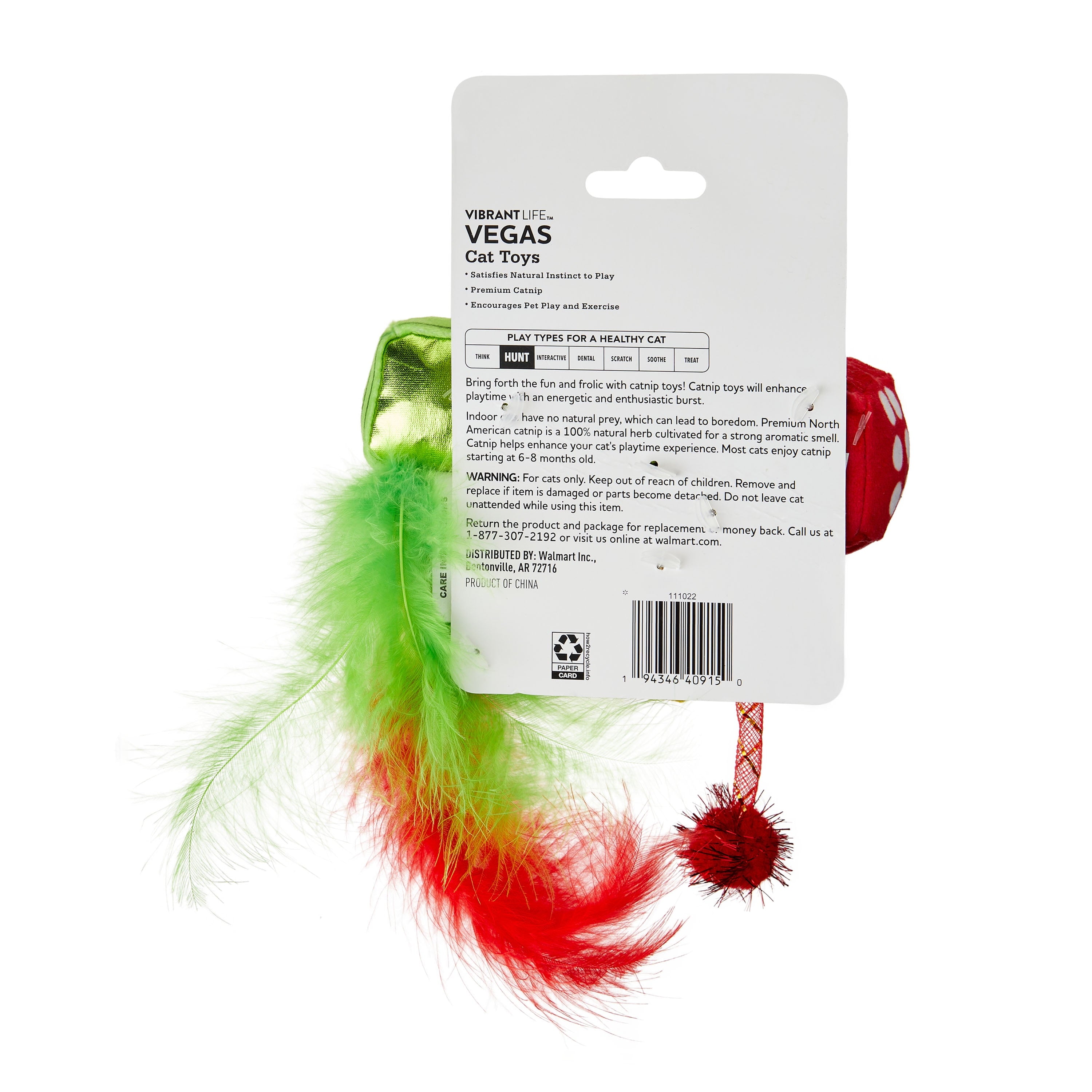 Vibrant Life Vegas Cat Toys with Catnip, 3 Pack