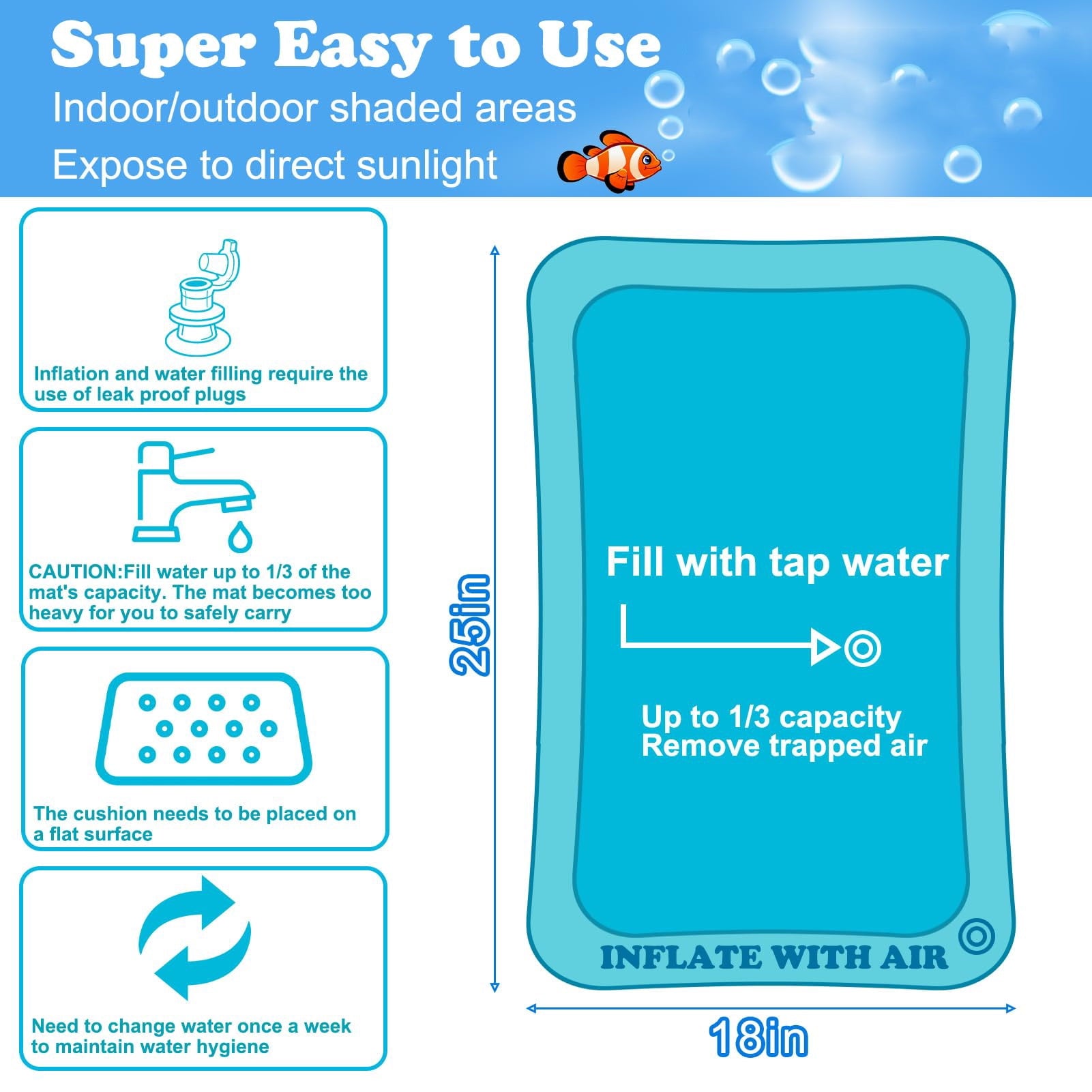 Clearance! Water Sensory Playmat for Cats,Cat Toys for Bored Indoor Cats, Cat Kicker Toys Self Play Mat,Interactive Toys for Cats to Play Alone