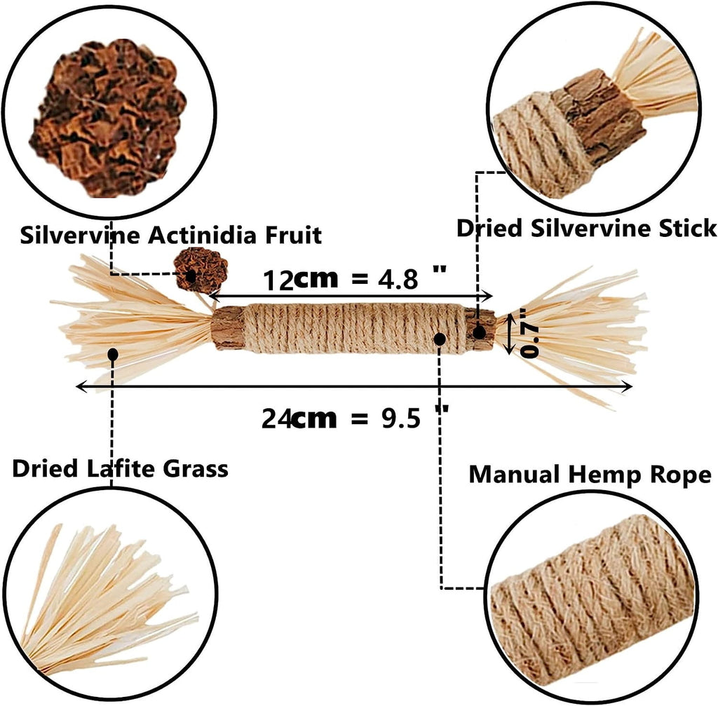 Grembeb 12 Pack Cat Chewing Toy Catnip Kitten Treat Kitten Silvervine Stick for Teeth Indoor Puppy Breeds