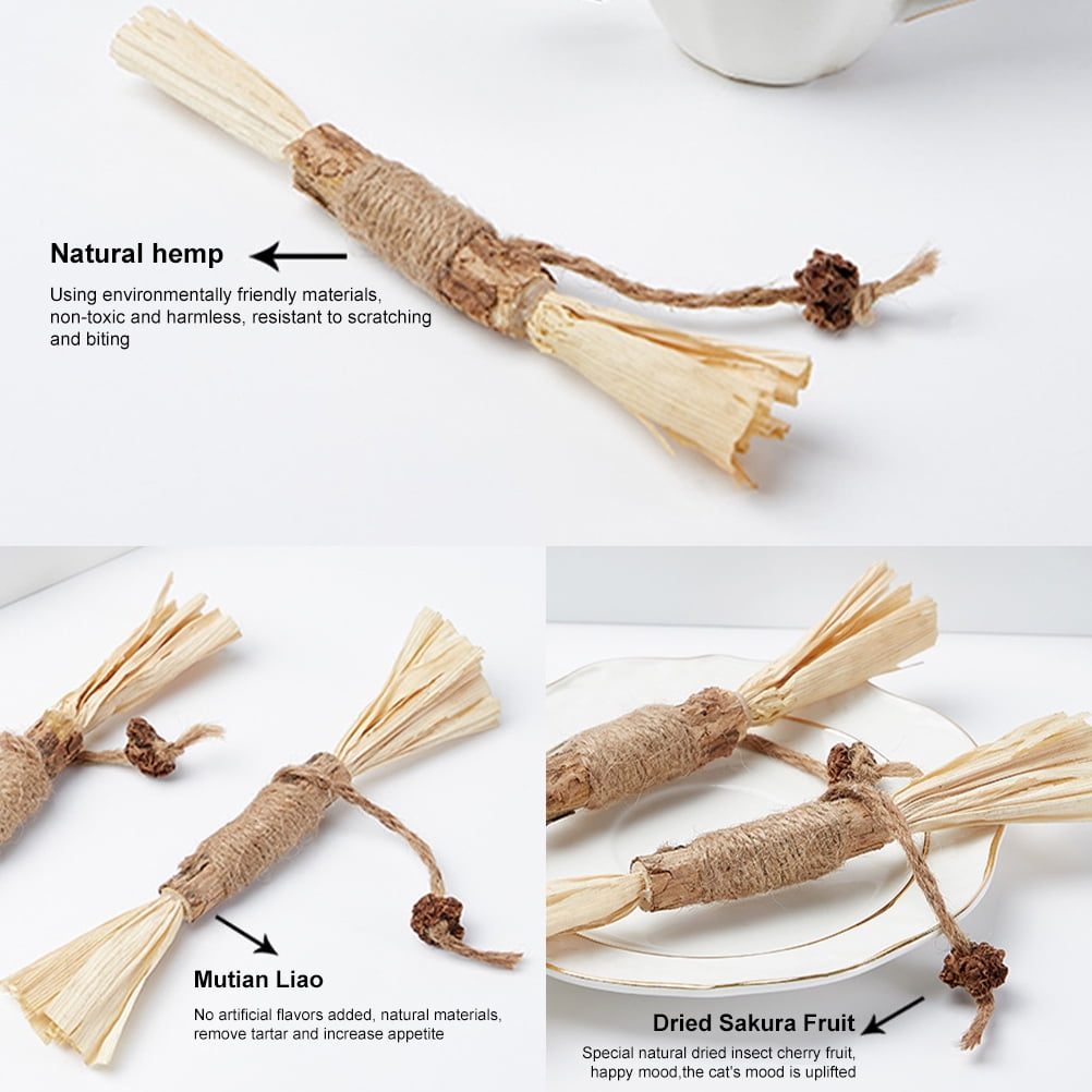 Abenow 2PCS Cat Toys Kitten Teething Chew Toys Natural Chew Sticks for Pet Teeth Cleaning