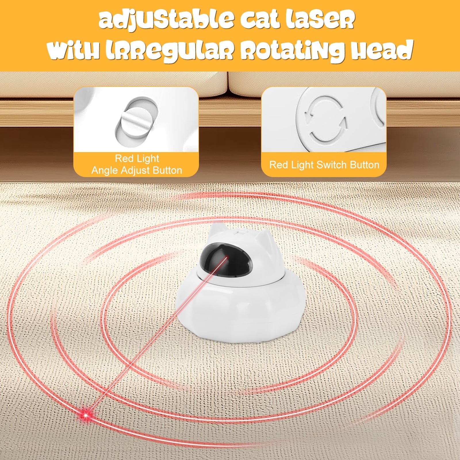 Cat Laser Toy Automatic,5 in1 Interactive Cat Toys Feather Wand, Rechargeable Indoor Kitten Toys,21.65inch Cover