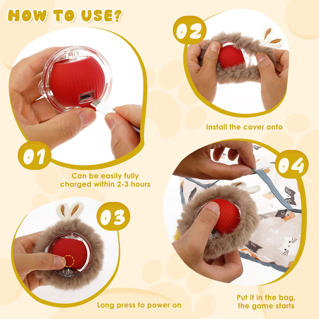 Rechargeable Electric Cat Toys,Hide and Seek Kitten Toy,Motion Activated Interactive Cat Toy,Hiding Cover Exercise Toy for Indoor Cats/Kitty/Kittens