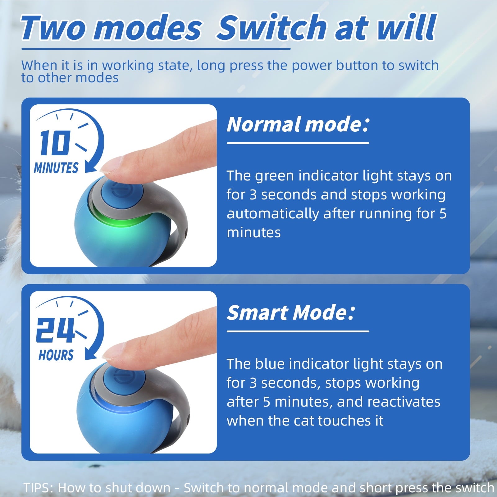 2PCS Speedy Tail 2.0, Interactive Cat Toy for Indoor Cats, Automatic Moving Cat Toy Ball, USB Rechargeable Smart Cat Toys Ball with Replacement Tail, 2 Speed Adjustment