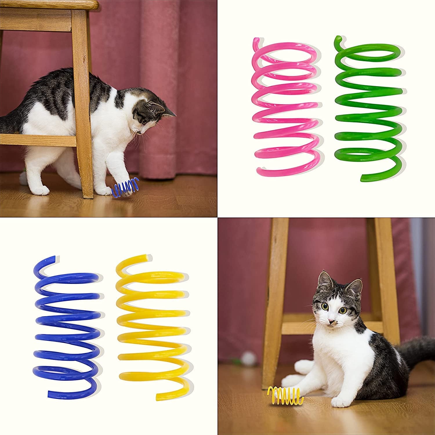 120 Pcs Colorful Cat Spring Toys, Bouncy Coil for Biting, Plastic Coils, Swatting and Playing for Cats