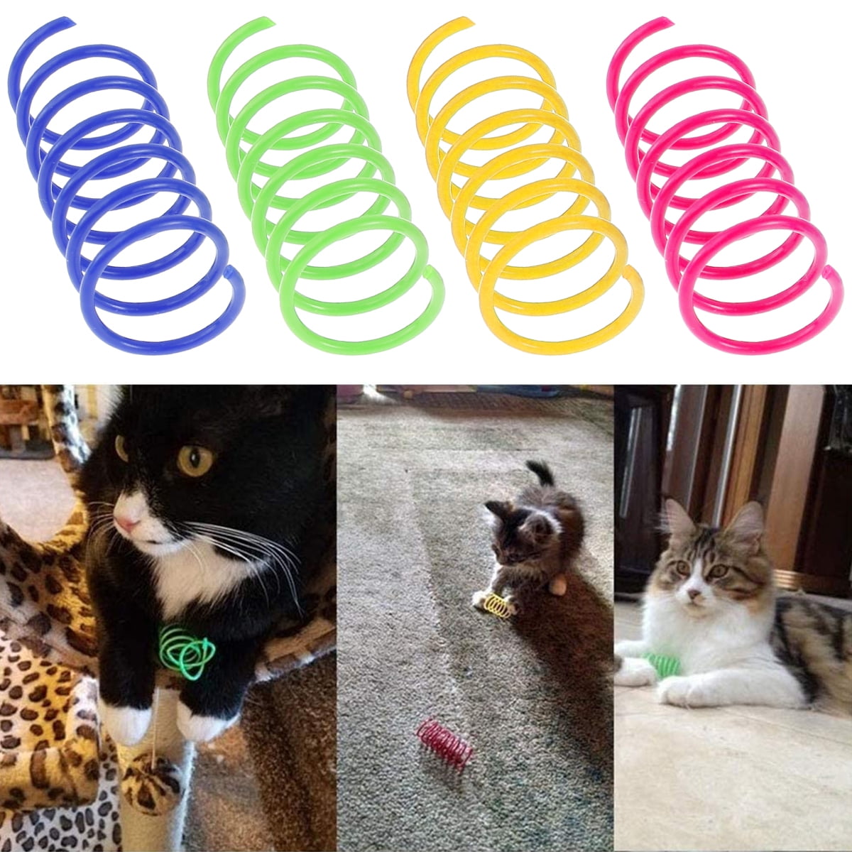 Cat Spring Toys Cat Spring Toys 16pcs Colorful Cat Coil Toy Durable Plastic Spiral Spring Cat Toy Interactive Cat Toy Creative Cat Activity Toy for Cat Bouncing and Training Fun Gift for Cat