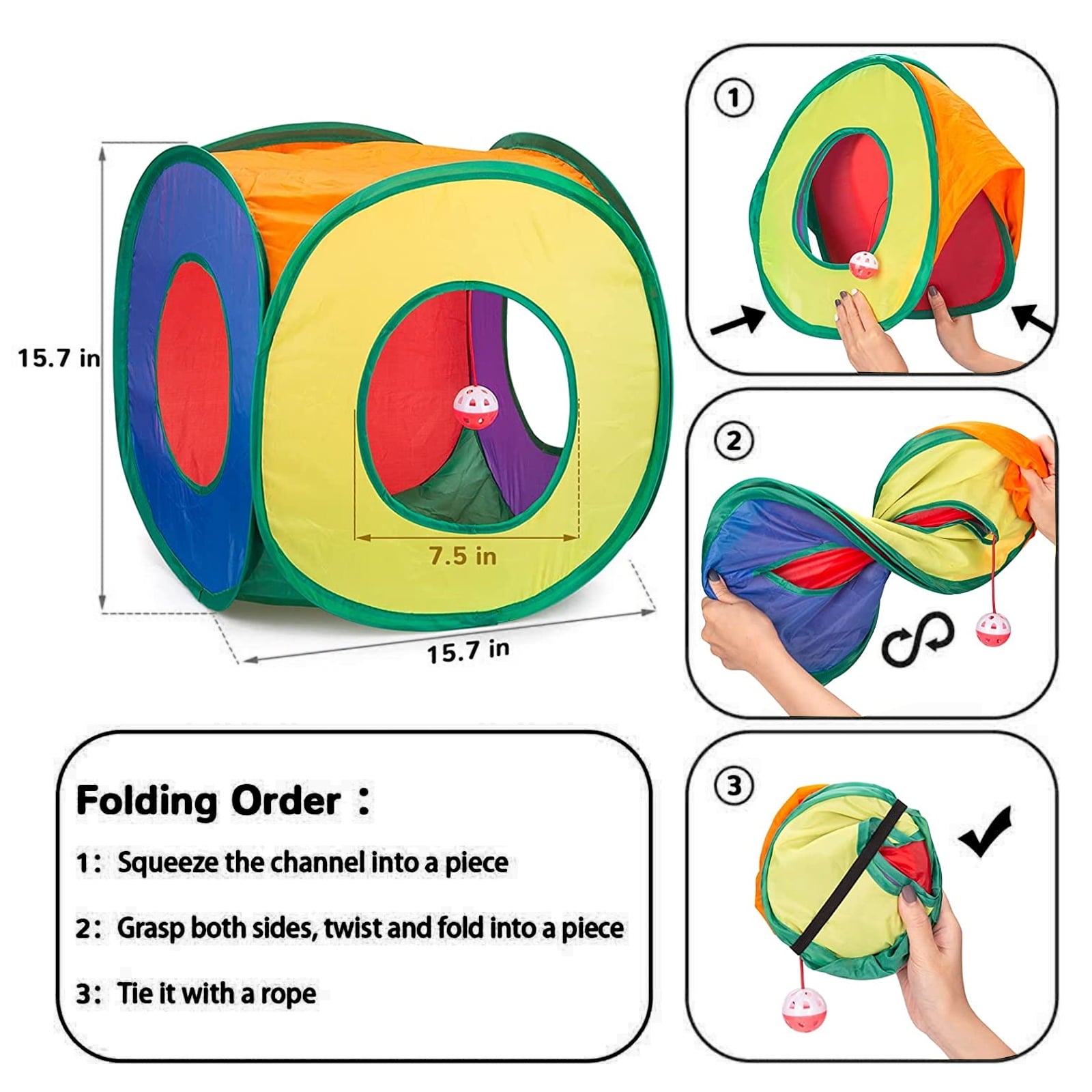 Tripumer 15PCS Cat Toys Kitten Toys Combination Tunnel Interactive Cat Toys Cat Tunnel Tease Cat Stick Colorful Mouse Plush Ball Bell Ball for Cats