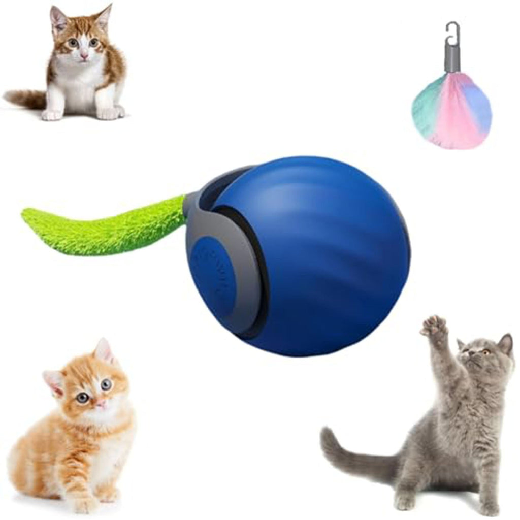 Speedy Tail Cat Toy 2.0 – USB Rechargeable Smart Moving Cat Toy Ball for Indoor Cats, Two Speed Adjustment & Replacement Tail