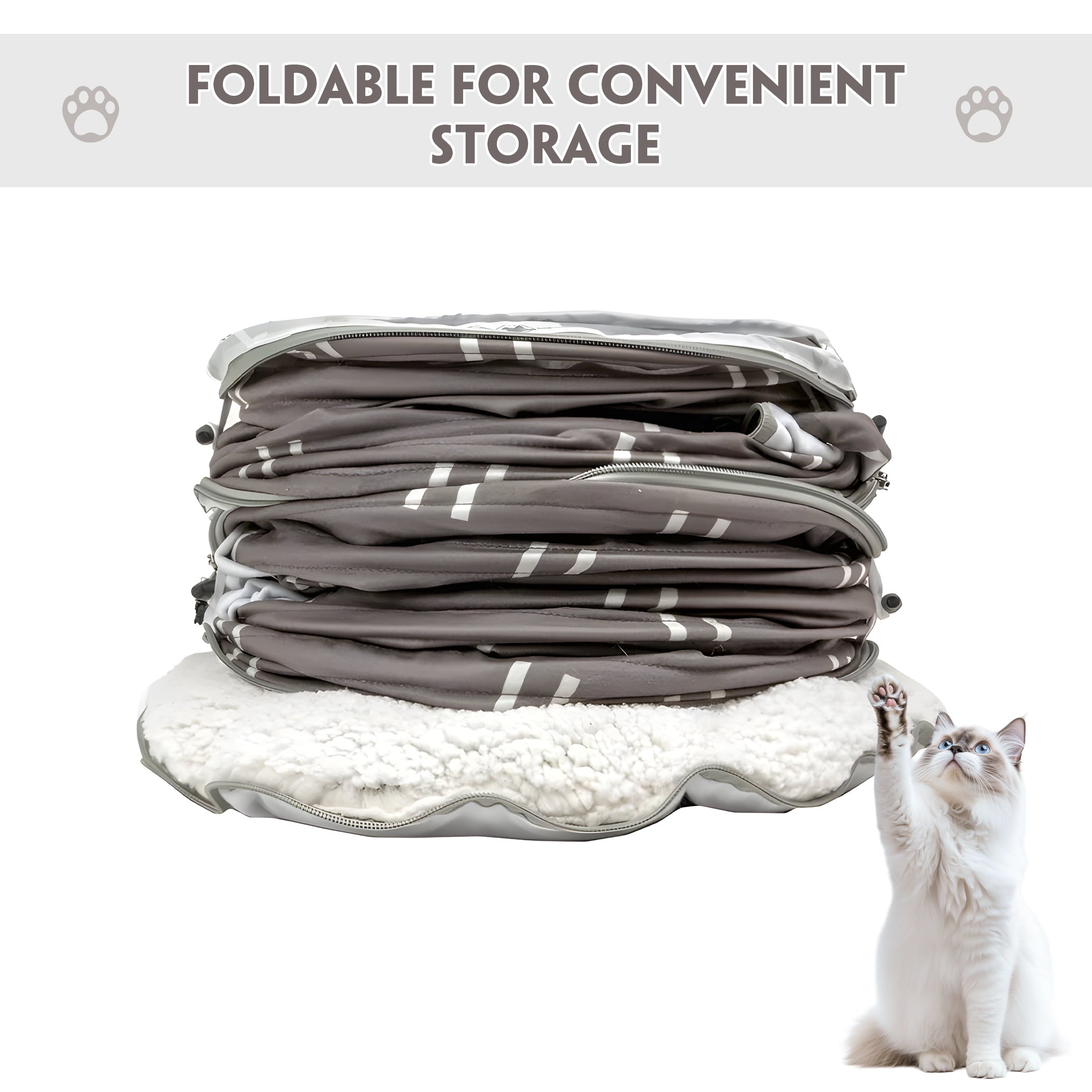 Onekawa Cat Tunnel Bed,3 in 1 Cat Donut Bed,Fluffy Toy Balls,with Cushion Peephole and Cat Ear for Cats, Puppy, Rabbit