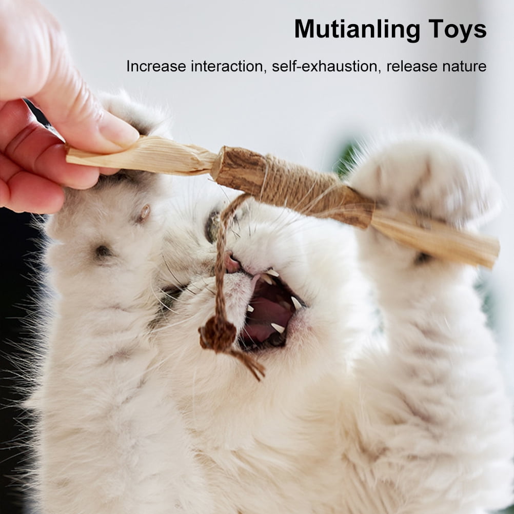 Abenow 2PCS Cat Toys Kitten Teething Chew Toys Natural Chew Sticks for Pet Teeth Cleaning