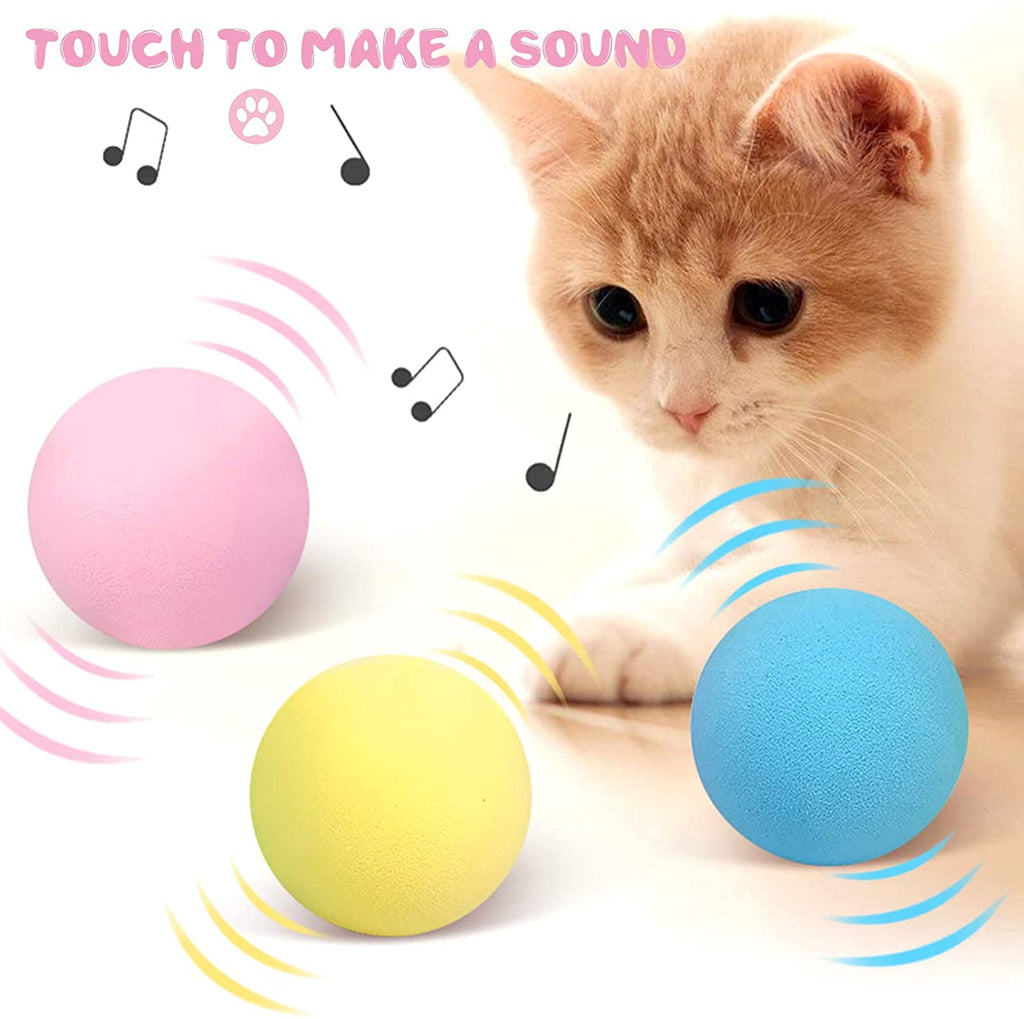 Cat Toy Ball - Interactive Cat Toys for Indoor Cats Refillable Catnip Toys for Cats Kitten Pet Cat Kicker Toys of Funny Lifelike Animal Chirping Sounds Bird Cricket Frog 3PCS B