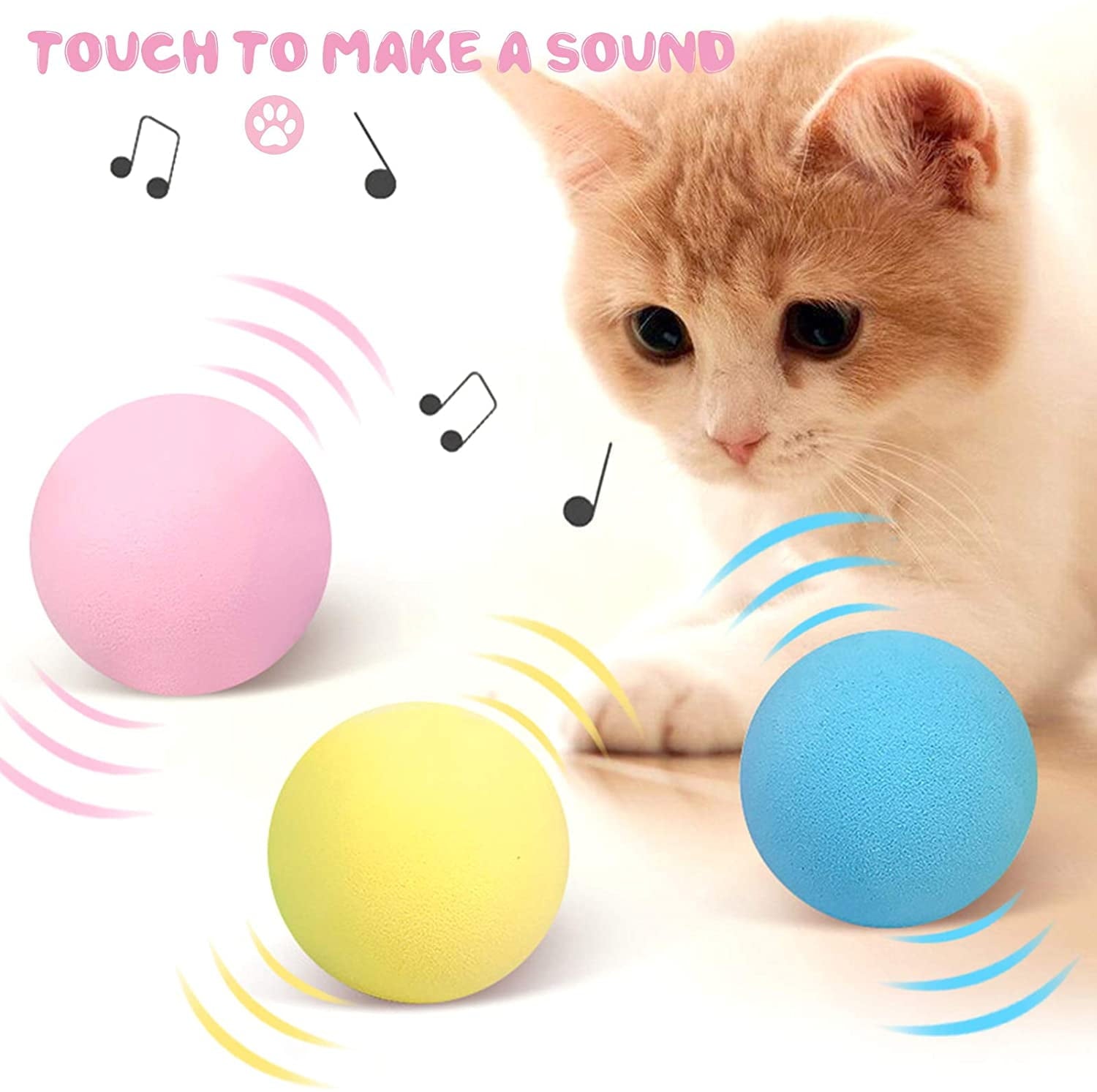 Cat Toy Ball - Interactive Cat Toys for Indoor Cats Refillable Catnip Toys for Cats Kitten Pet Cat Kicker Toys of Funny Lifelike Animal Chirping Sounds Bird Cricket Frog 3PCS B