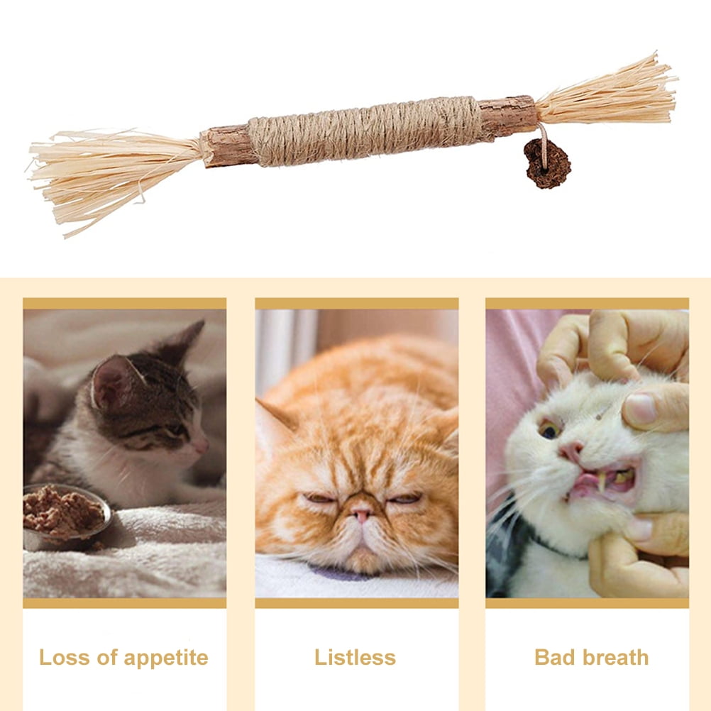 Abenow 2PCS Cat Toys Kitten Teething Chew Toys Natural Chew Sticks for Pet Teeth Cleaning