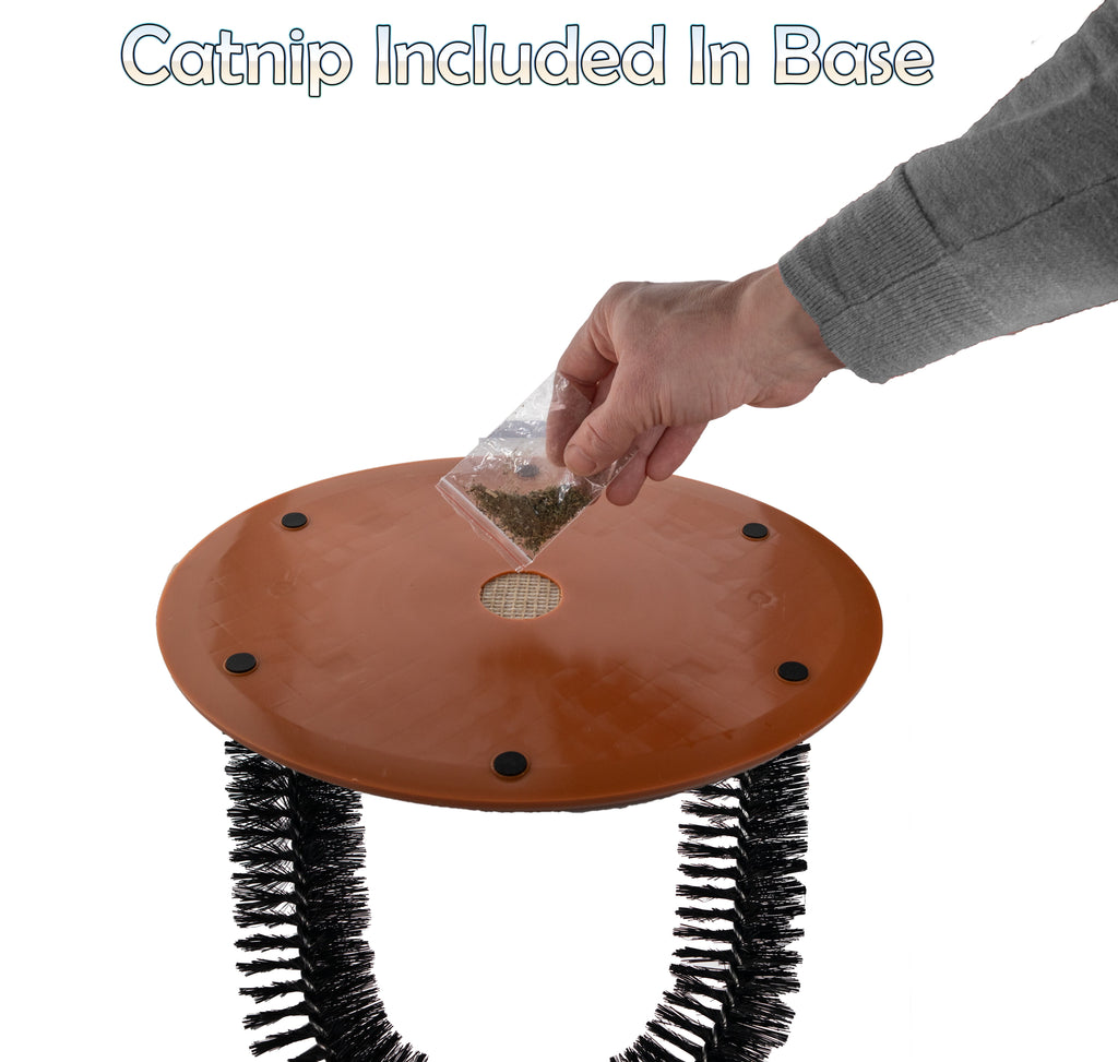 Perfect Cat Self Grooming Arch Post & Toy with Bristle and Catnip For Scratching, Brushing, and Massaging - Cat Grooming Arch - 5 Star Super Deals