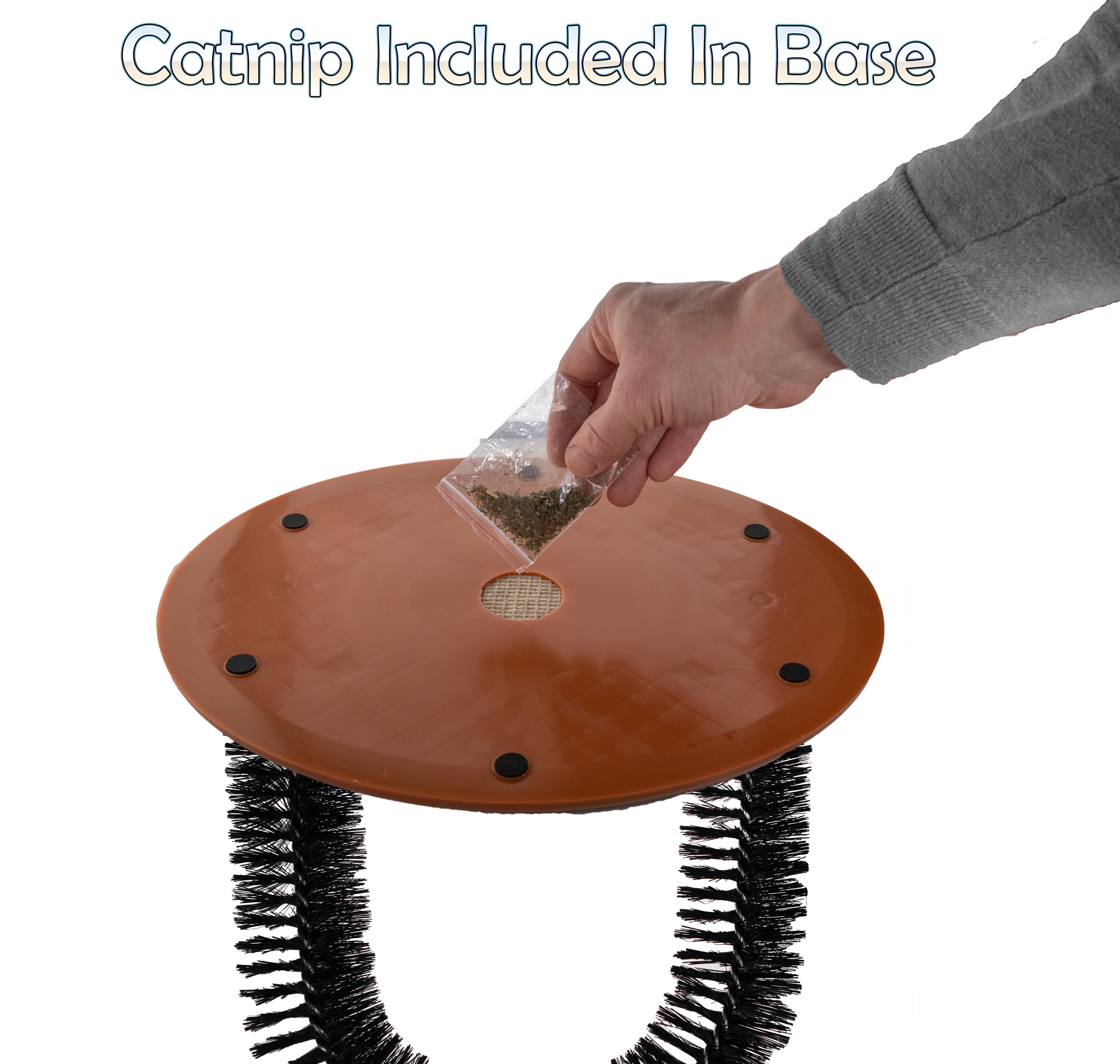 Perfect Cat Self Grooming Arch Post & Toy with Bristle and Catnip For Scratching, Brushing, and Massaging - Cat Grooming Arch - 5 Star Super Deals