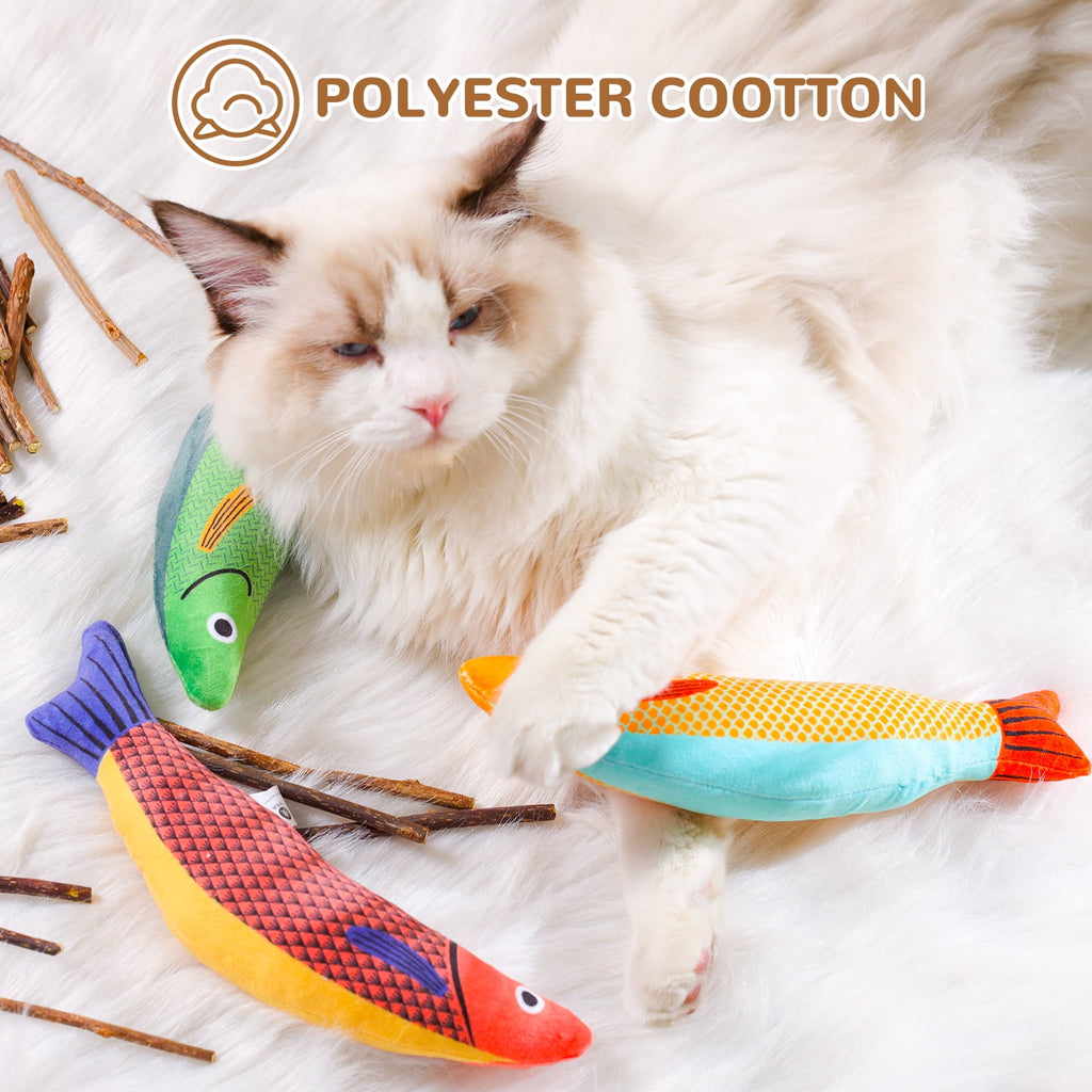 sixwipe  30 Pcs Silvervine Sticks for Cats, 3 Pack Cat Toys Saury Fish, Catnip Chew Toys, Catnip Crinkle Sound Toys Soft and Durable, Cat Chew Toys Wooden Stick for Cats of All Ages