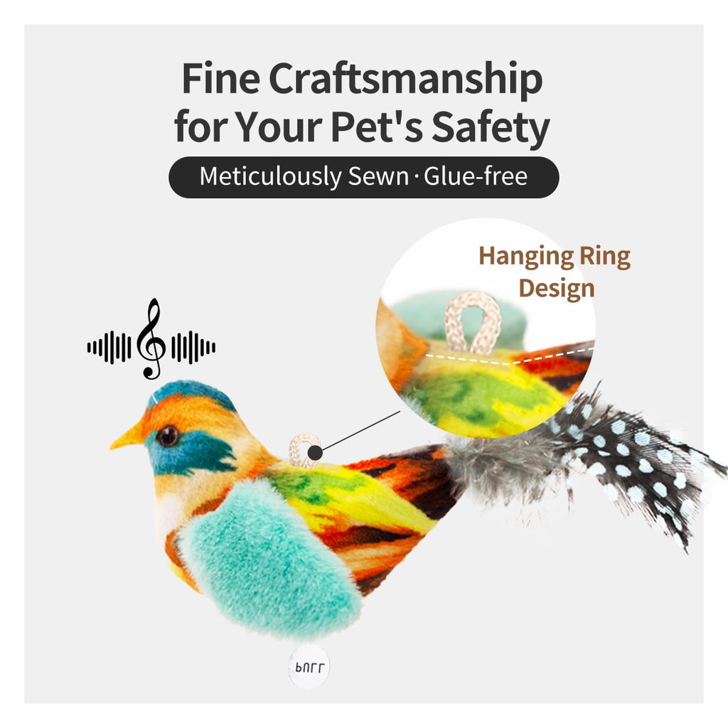 Ipawspace Catnip Cat Toys 2-Piece Interactive Cat Toy Set with Chirp Bird, Elastic String, Catnip (2 Pack)