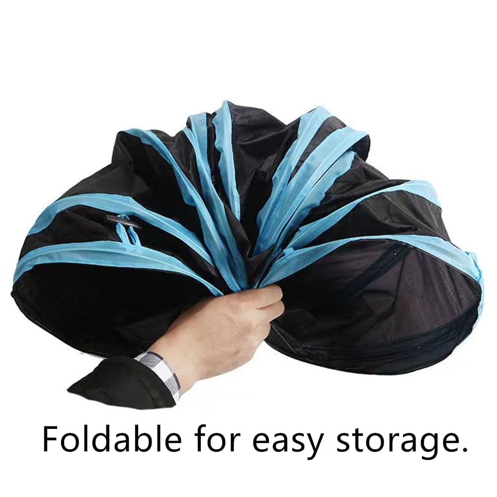 Senhu Pet Cat Tunnel Tube Cat Toys 3 Way Collapsible, Cat Tunnels for Indoor Cats，Kitty Tunnel Bored Cat Pet Toys Peek Hole Toy Ball Cat, Puppy, Kitty, Kitten, Rabbit, Blue