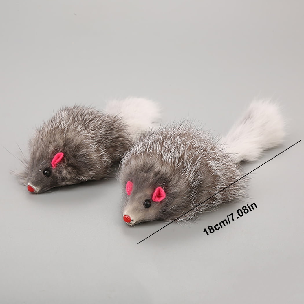 Byepica 5PCS Cat Mice Toys Interactive Plush Furry Cat Chew Toy for Cat Kitten