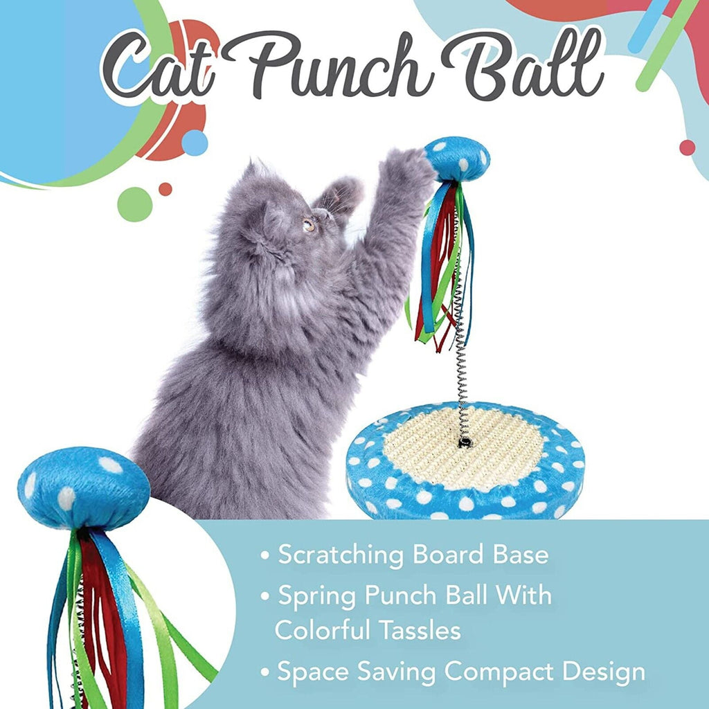 Pets First Cat Toy Punching Bag Ball Fun Activity with Scratching Board