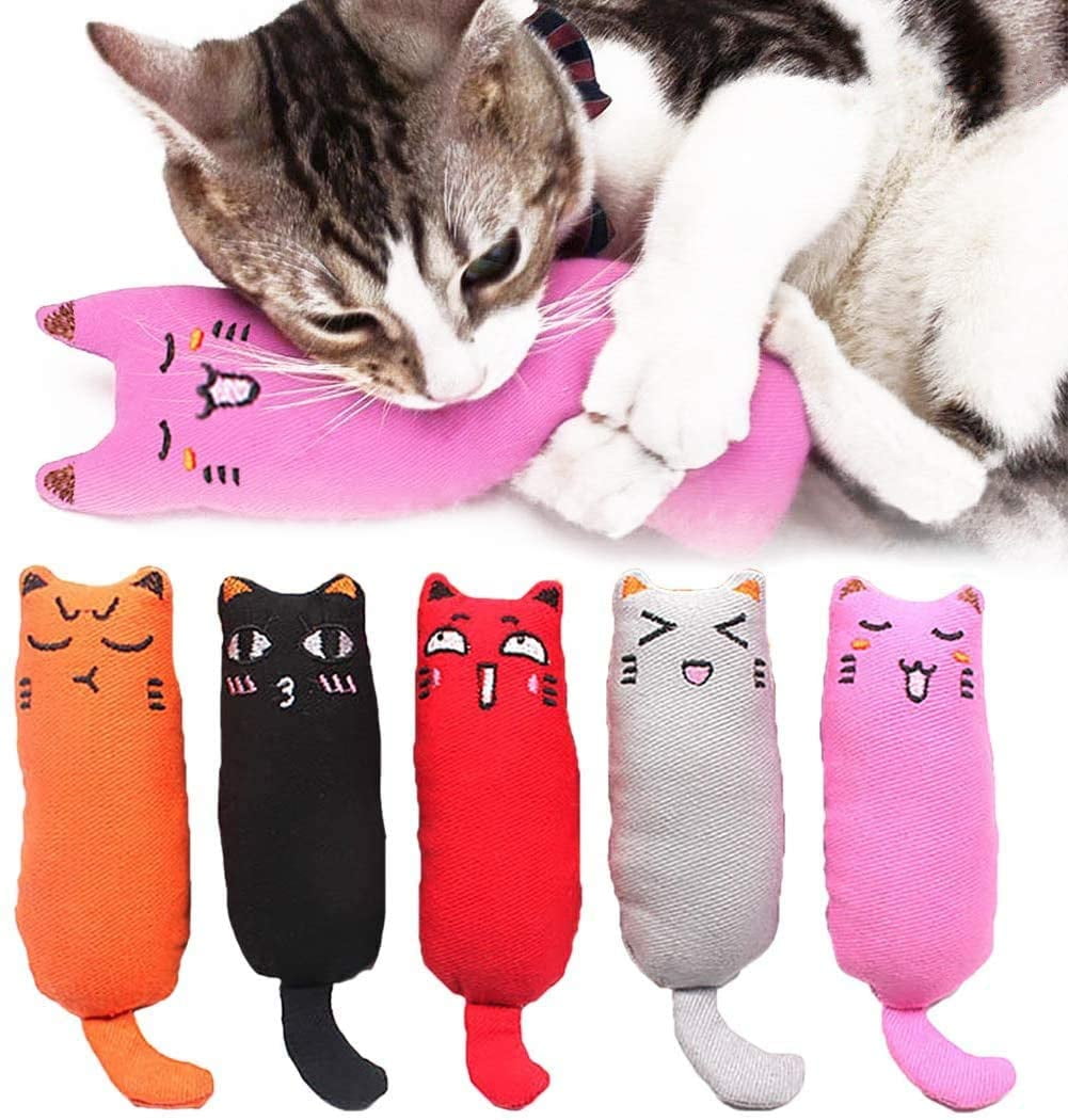5Pcs Catnip Toys, Catnip Filled Cartoon Mice Cat Teething Chew Toy (Multicolor)