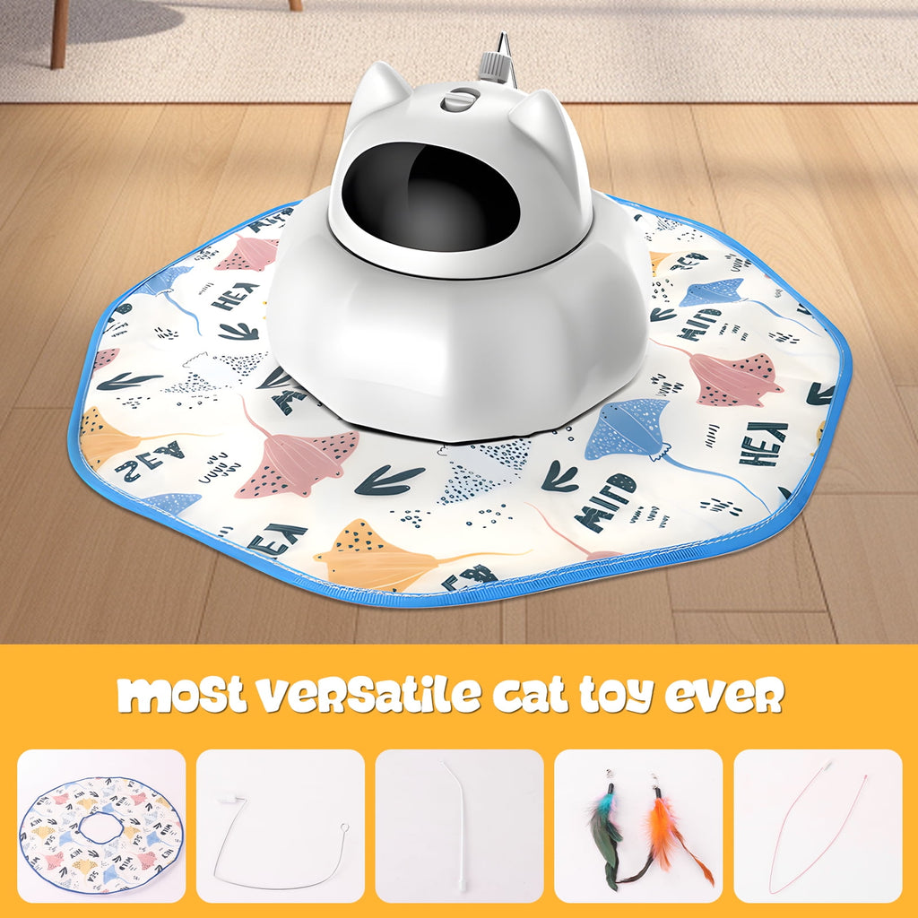 Cat Laser Toy Automatic,5 in1 Interactive Cat Toys Feather Wand, Rechargeable Indoor Kitten Toys,21.65inch Cover