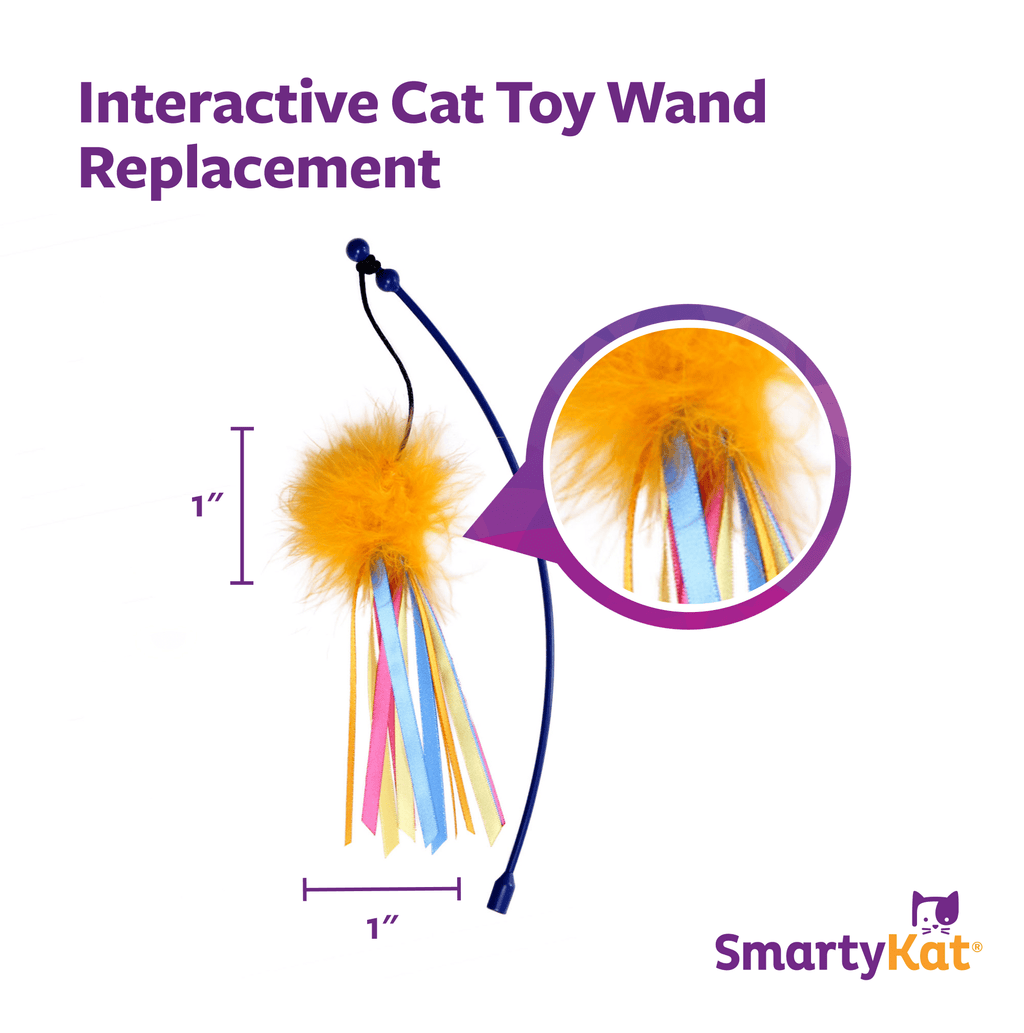 SmartyKat Replacement Wand, Refills for Use with SmartyKat Scratch 'N Spin, Cat & Kitten Stimulating Interactive Play, 3-Pack
