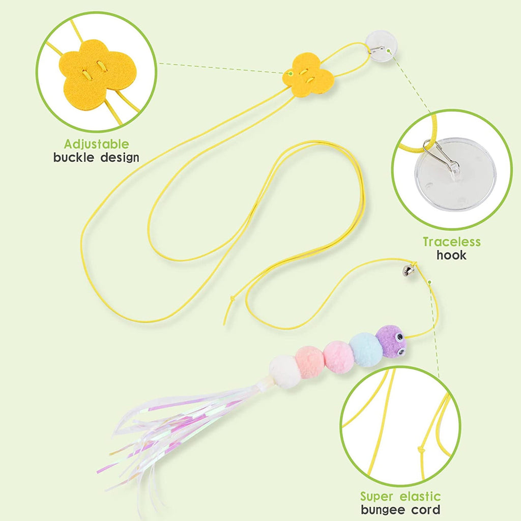 Isvgxsz Items Hanging Door Retractable Cat Scratching Rope, Funny Cat Stick Developmental Puzzle Toys, Self-Hey Pet Cat Toy, Interactive Toy, Elastic Rope Automatic Toy