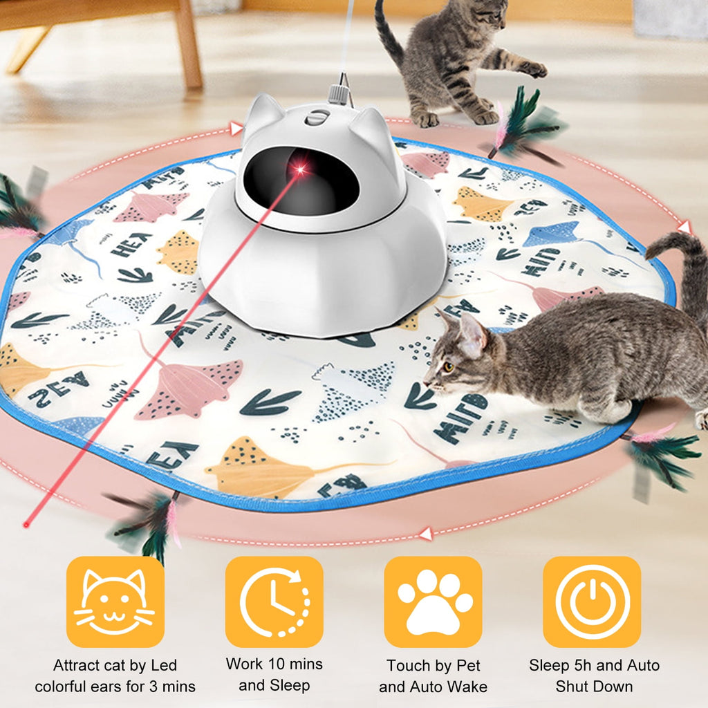 Cat Laser Toy Automatic,5 in1 Interactive Cat Toys Feather Wand, Rechargeable Indoor Kitten Toys,21.65inch Cover