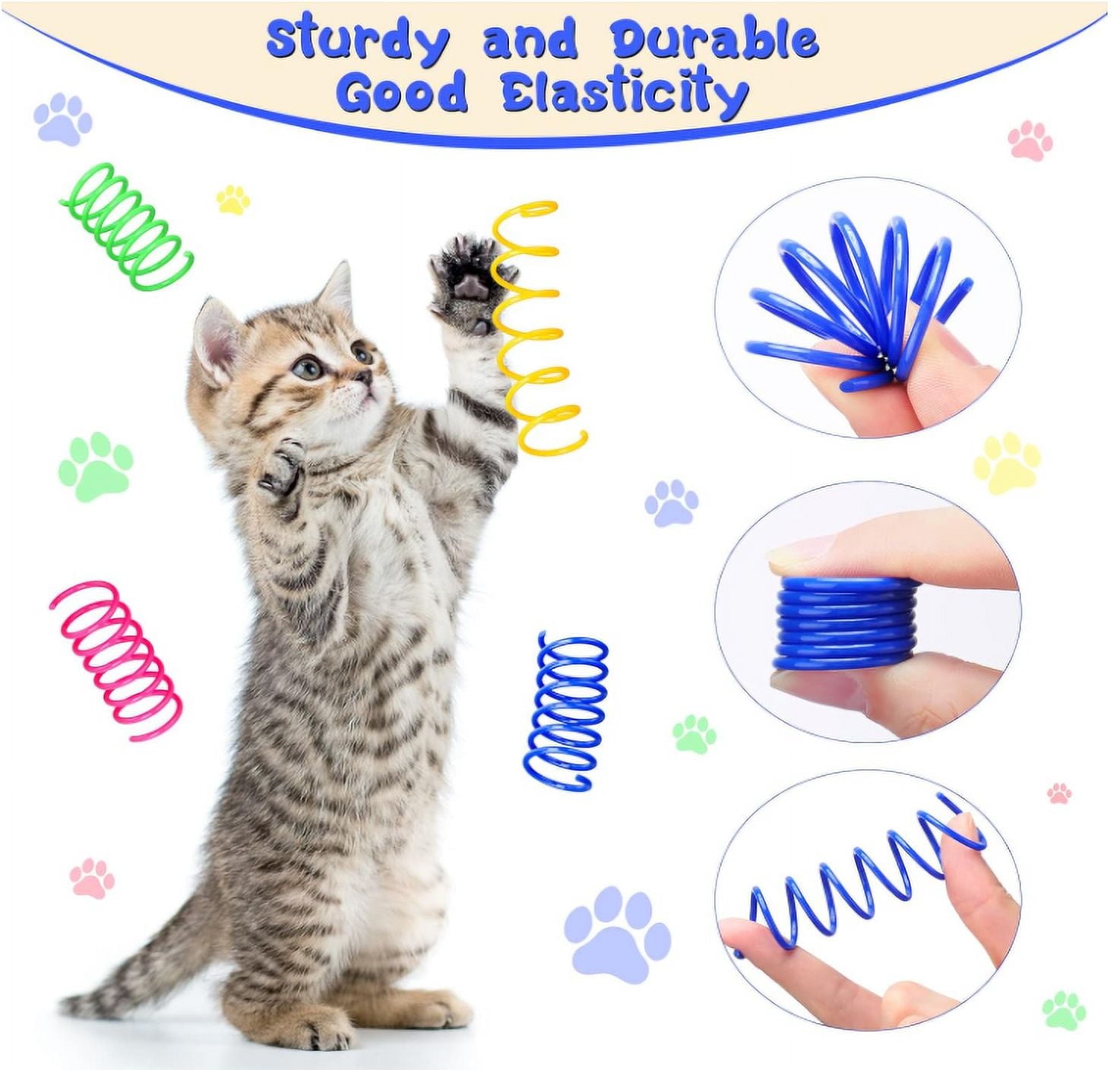 Cat Spring Toys (32 Pack), Playful Coils for Kittens, BPA Free Plastic for Swatting, Biting, Hunting, and Active Healthy Play