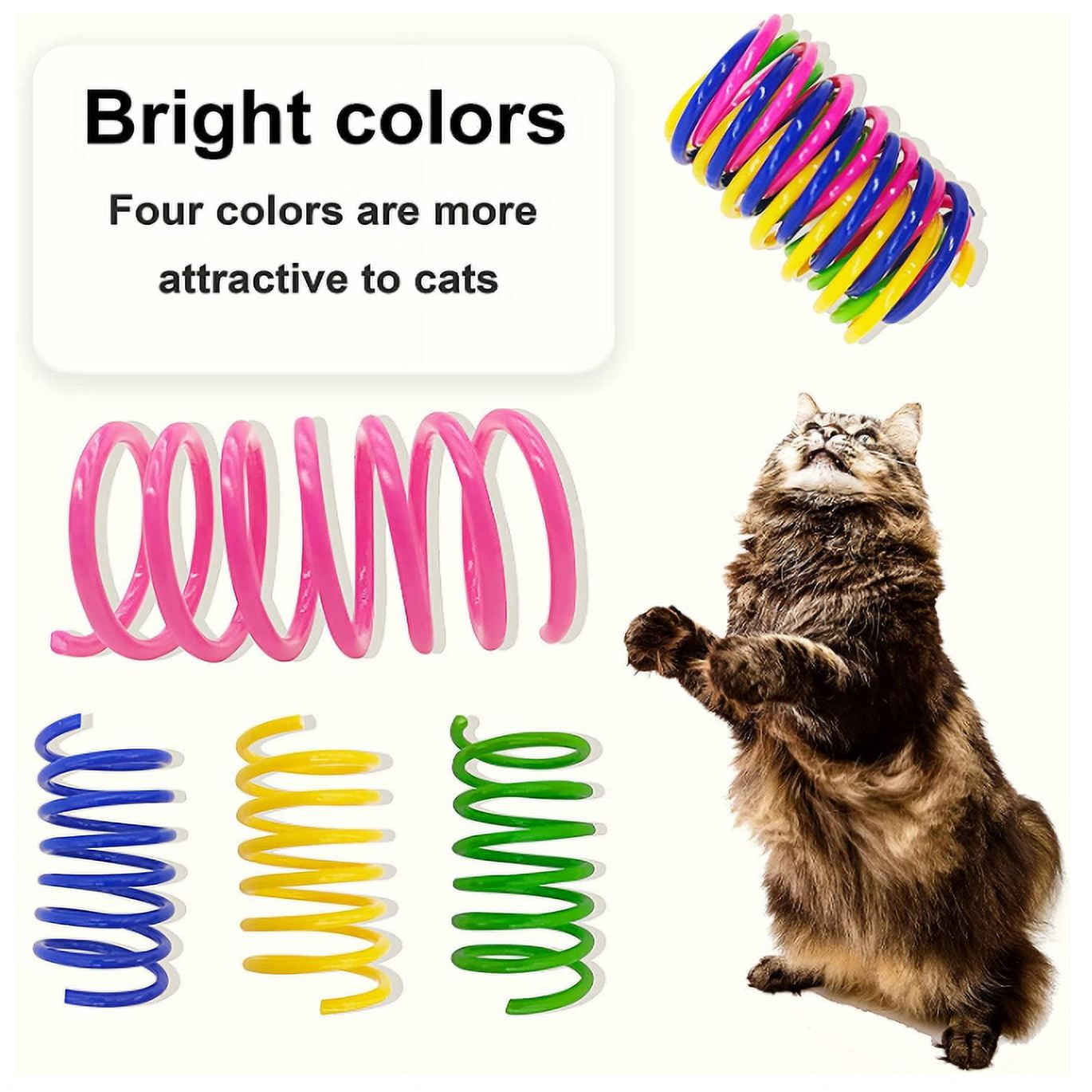 Cat Spring Toys (32 Pack), Playful Coils for Kittens, BPA Free Plastic for Swatting, Biting, Hunting, and Active Healthy Play