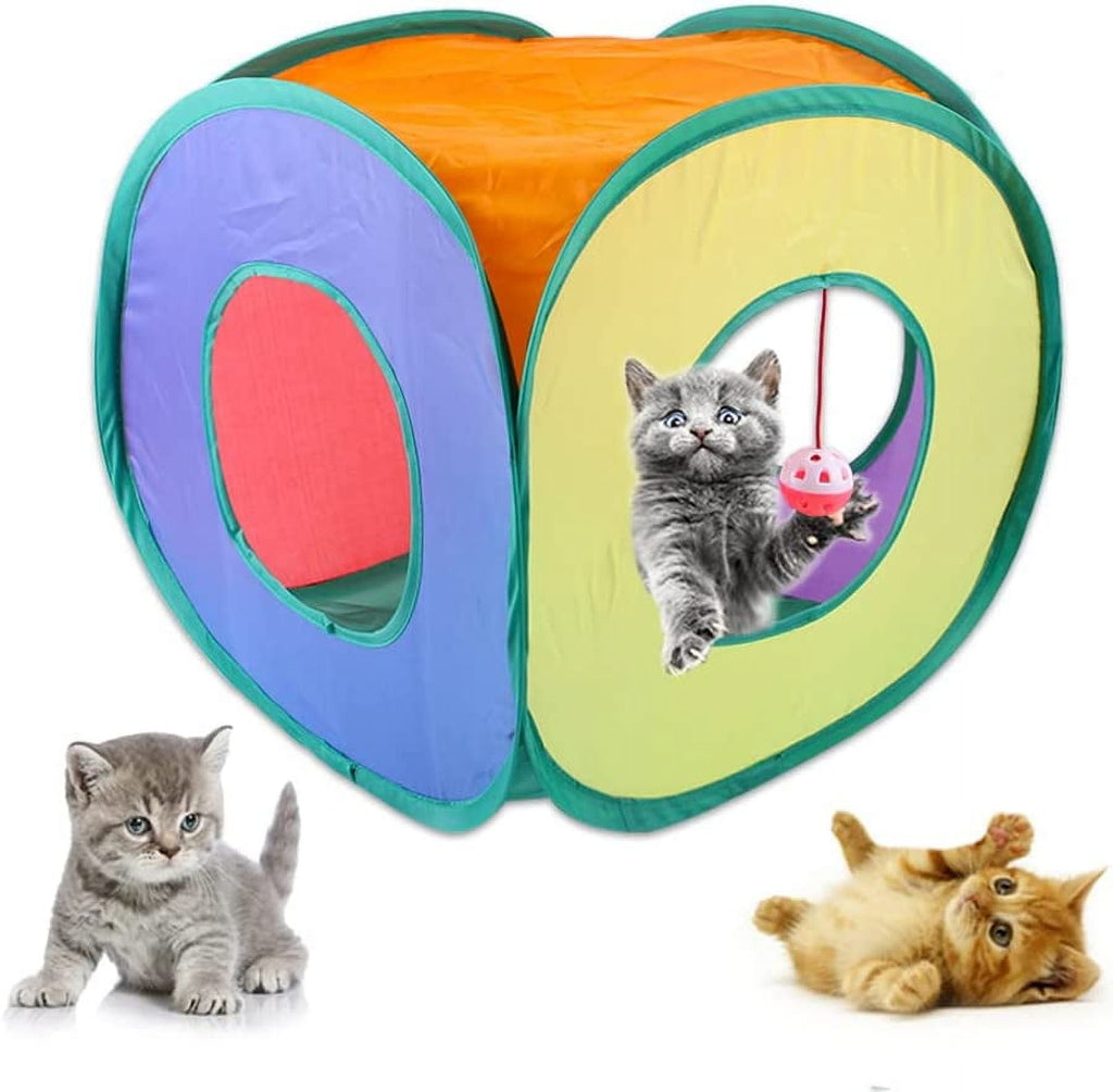 Tripumer 15PCS Cat Toys Kitten Toys Combination Tunnel Interactive Cat Toys Cat Tunnel Tease Cat Stick Colorful Mouse Plush Ball Bell Ball for Cats