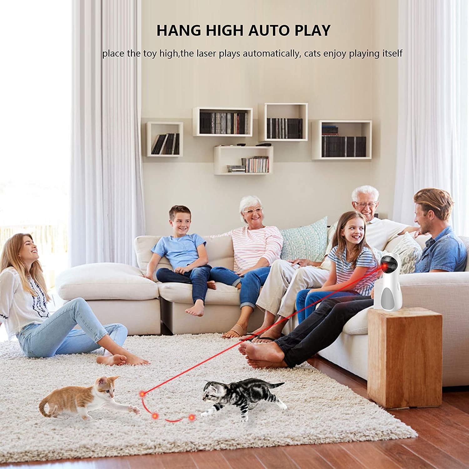 QiShi Automatic Cat Laser Toy, Random Moving Interactive Laser Toy, Cat Red Dot Exercising Toy