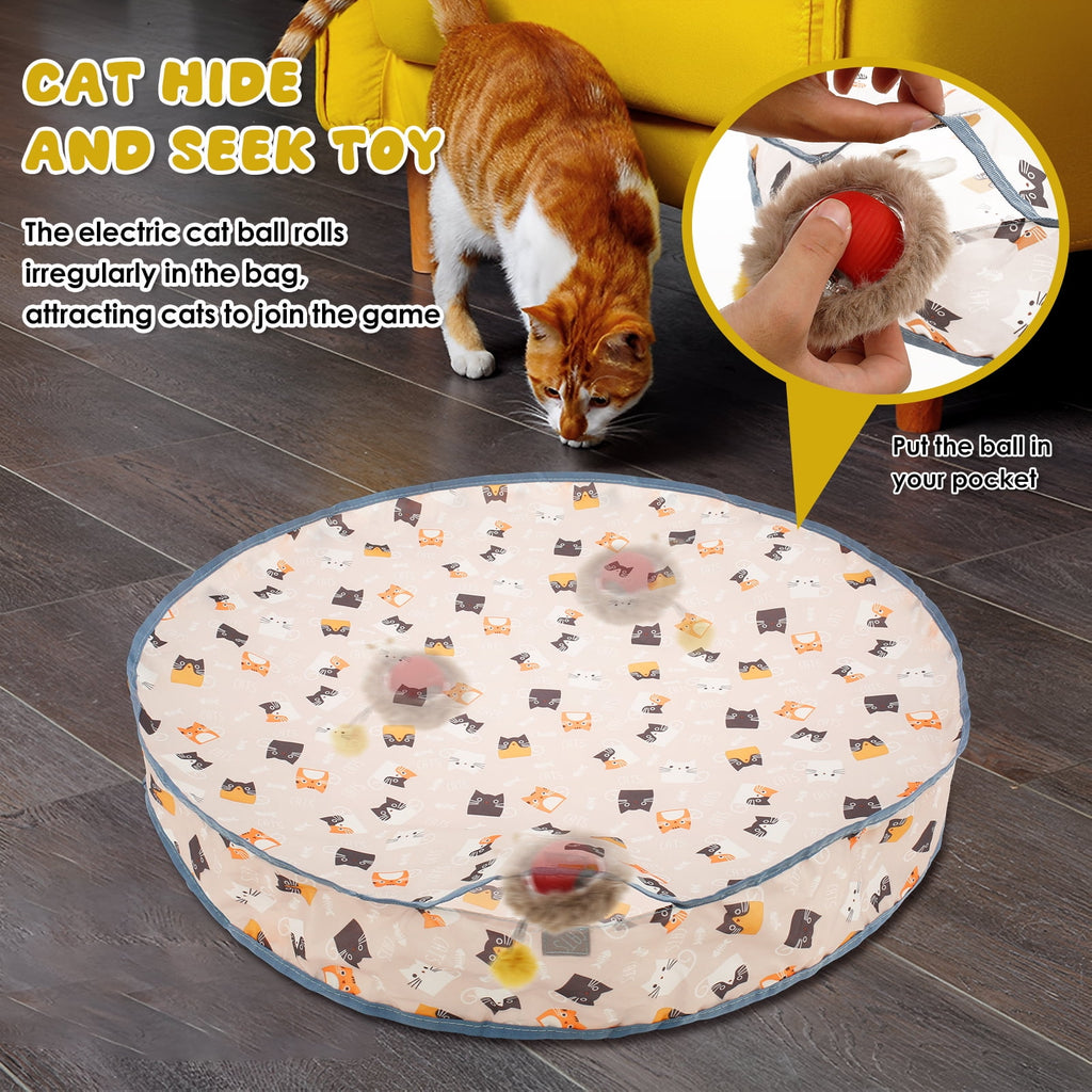 Rechargeable Electric Cat Toys,Hide and Seek Kitten Toy,Motion Activated Interactive Cat Toy,Hiding Cover Exercise Toy for Indoor Cats/Kitty/Kittens