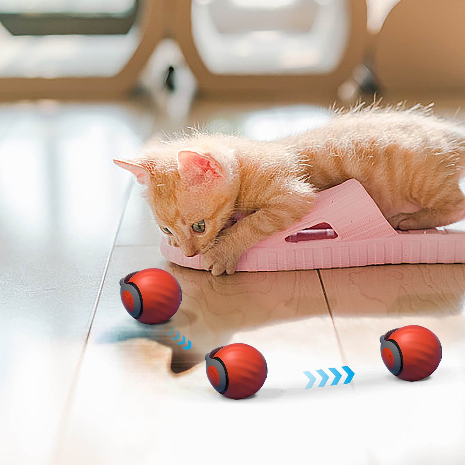 Speedy Tail 2.0, Speedy Tail Cat Toy, Interactive Cat Toy for Indoor Cats, Rechargeable Smart Cat Toys Ball with Tail, Two Speed Adjustment(Orange)