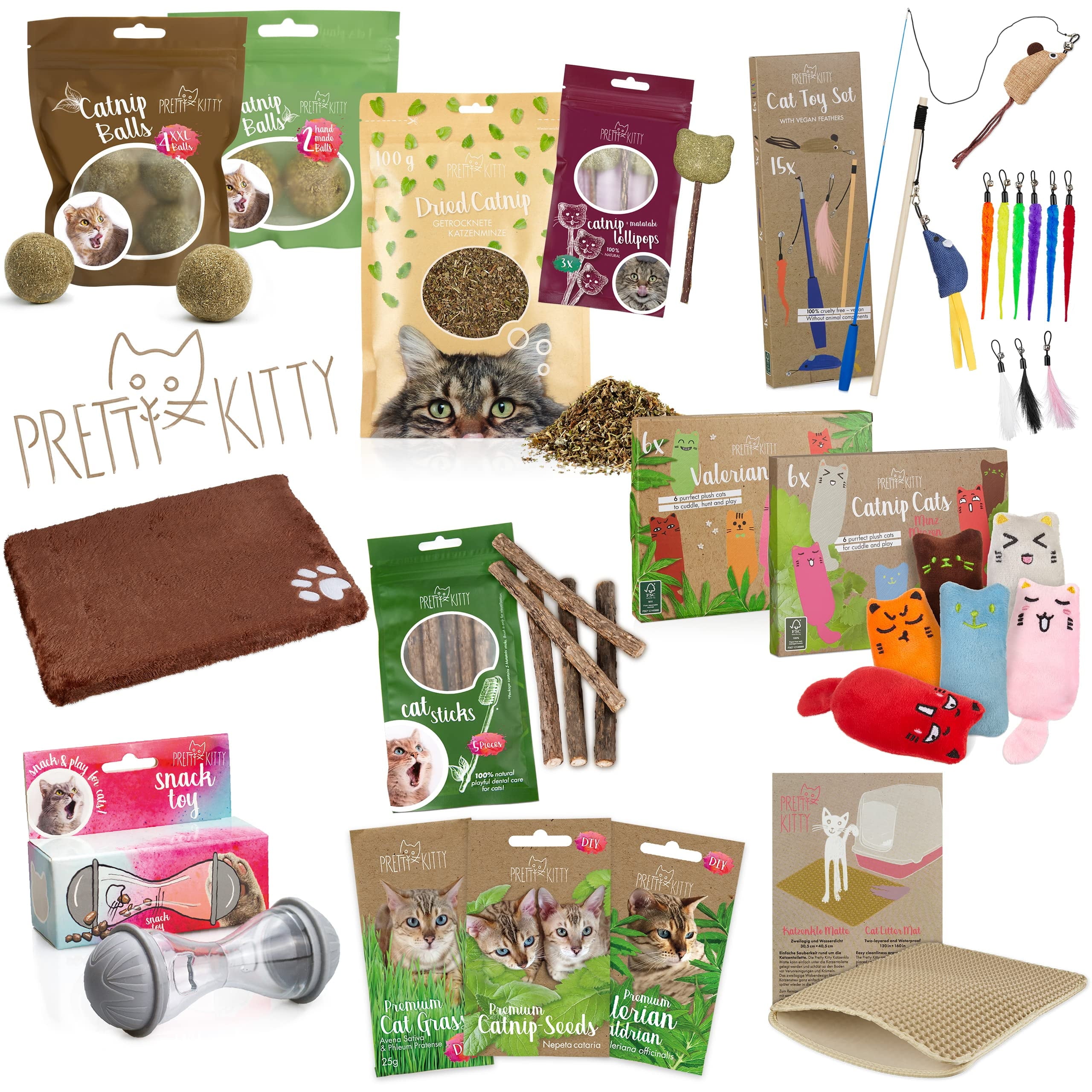 Pretty Kitty Catnip Toys for Cats | 6-Piece Cat Pillow Set with Catnip | Fluffy Pillow Cat Toy | Kitten Toys and Cat Accessories