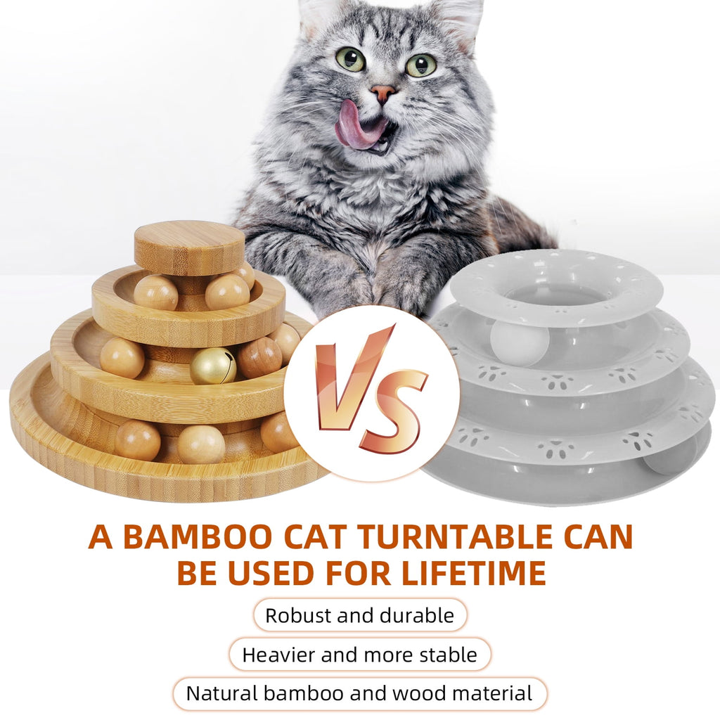 Cat Ball Track,Cat Ball Toy,Kitty Toys Roller,3-Level Cat Ball Tower with 9 Removable Balls,Interactive Cat Toy,Circle Track DIY Fun Toy for Kitten Mental Physical Exercise