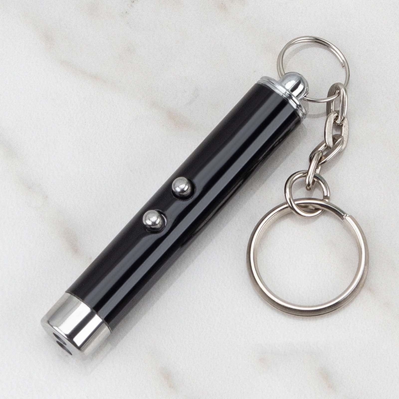 Cat Toy Mini Red Laser Pointer Cat Dog Interactive Training Tools White LED Torch Light with Keychain