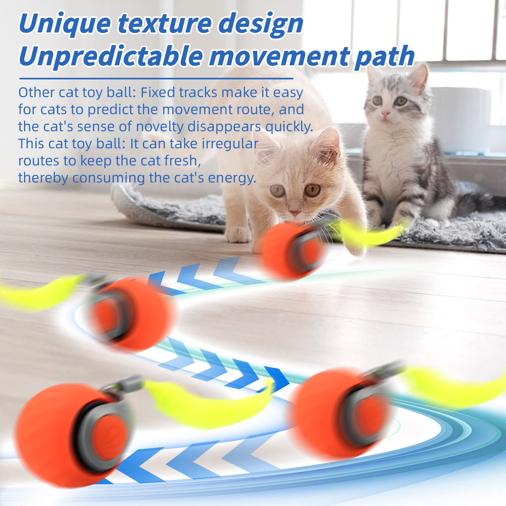 2PCS Speedy Tail 2.0, Interactive Cat Toy for Indoor Cats, Automatic Moving Cat Toy Ball, USB Rechargeable Smart Cat Toys Ball with Replacement Tail, 2 Speed Adjustment