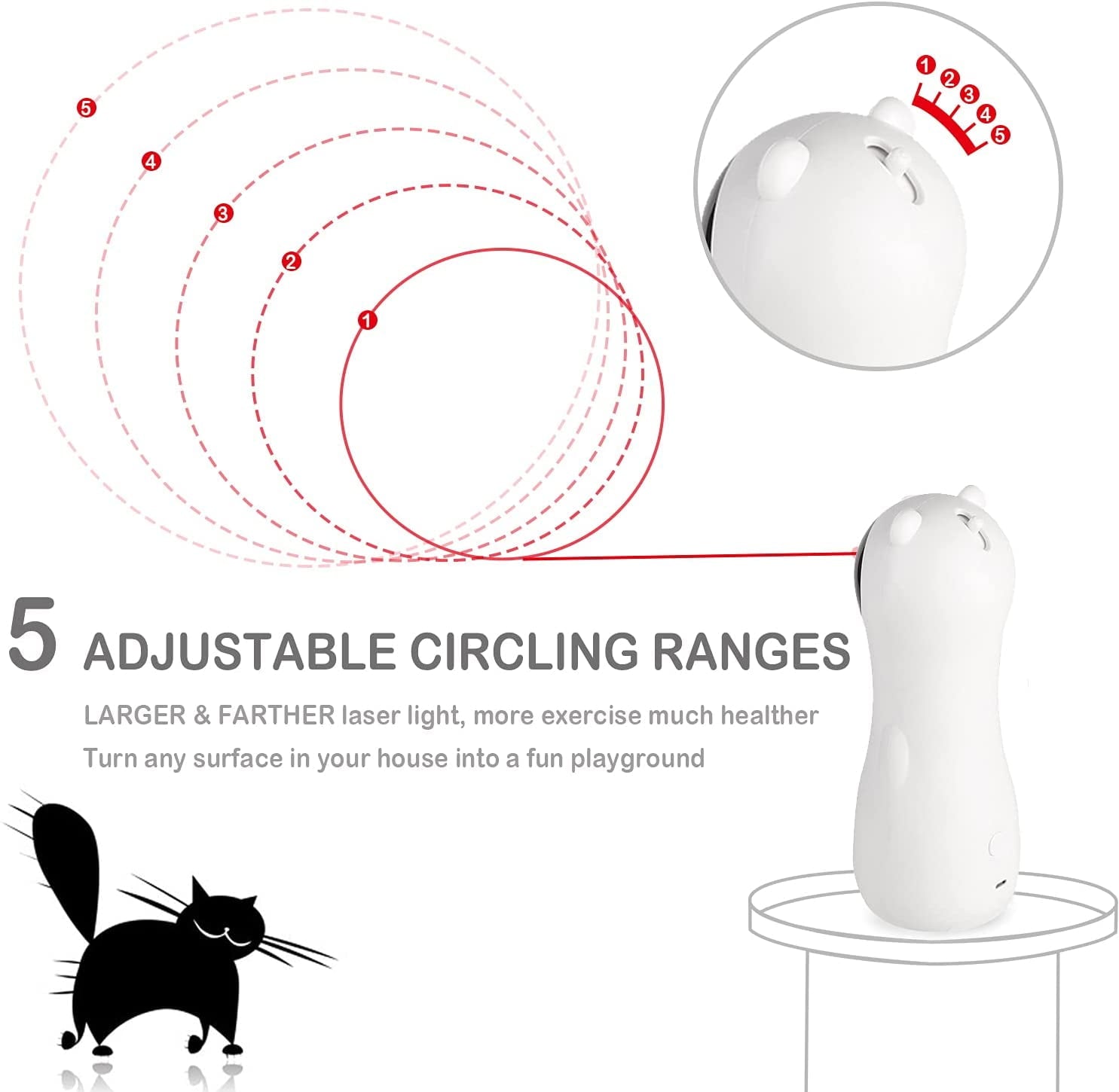 QiShi Automatic Cat Laser Toy, Random Moving Interactive Laser Toy, Cat Red Dot Exercising Toy