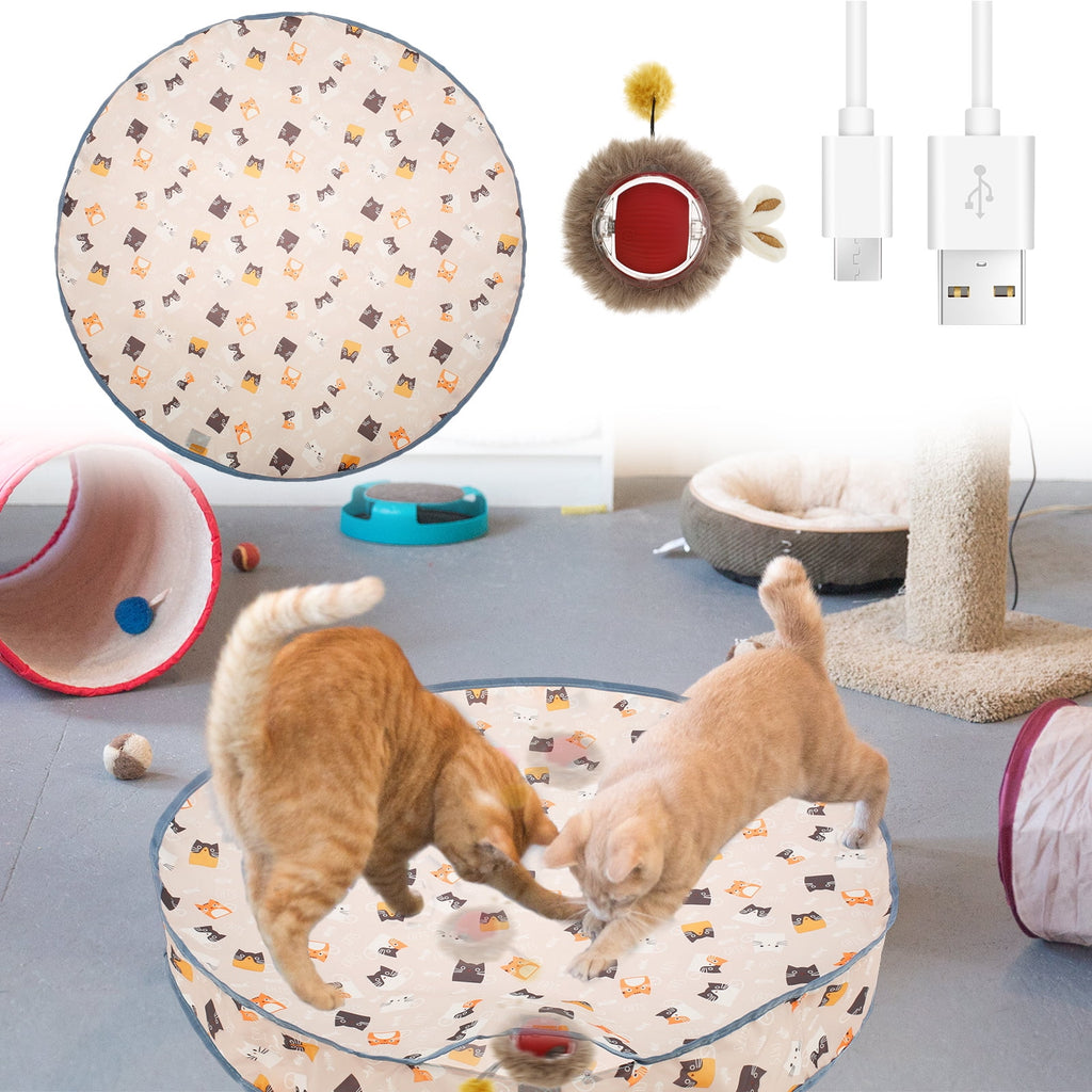 Rechargeable Electric Cat Toys,Hide and Seek Kitten Toy,Motion Activated Interactive Cat Toy,Hiding Cover Exercise Toy for Indoor Cats/Kitty/Kittens