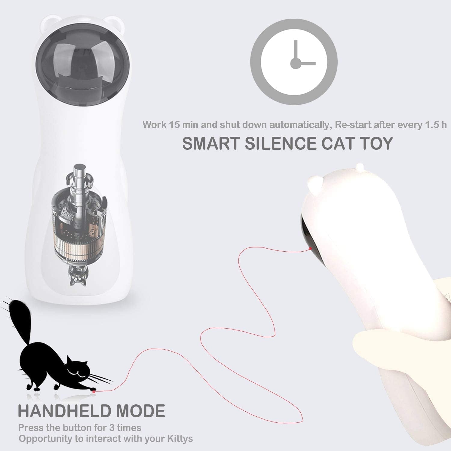 QiShi Automatic Cat Laser Toy, Random Moving Interactive Laser Toy, Cat Red Dot Exercising Toy