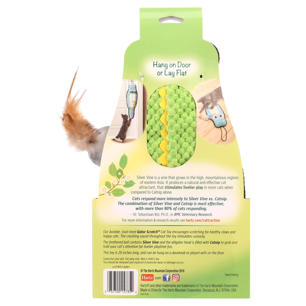 Hartz Cattraction Gator Scratch Cat Toy with Silver Vine and Catnip, Color May Vary