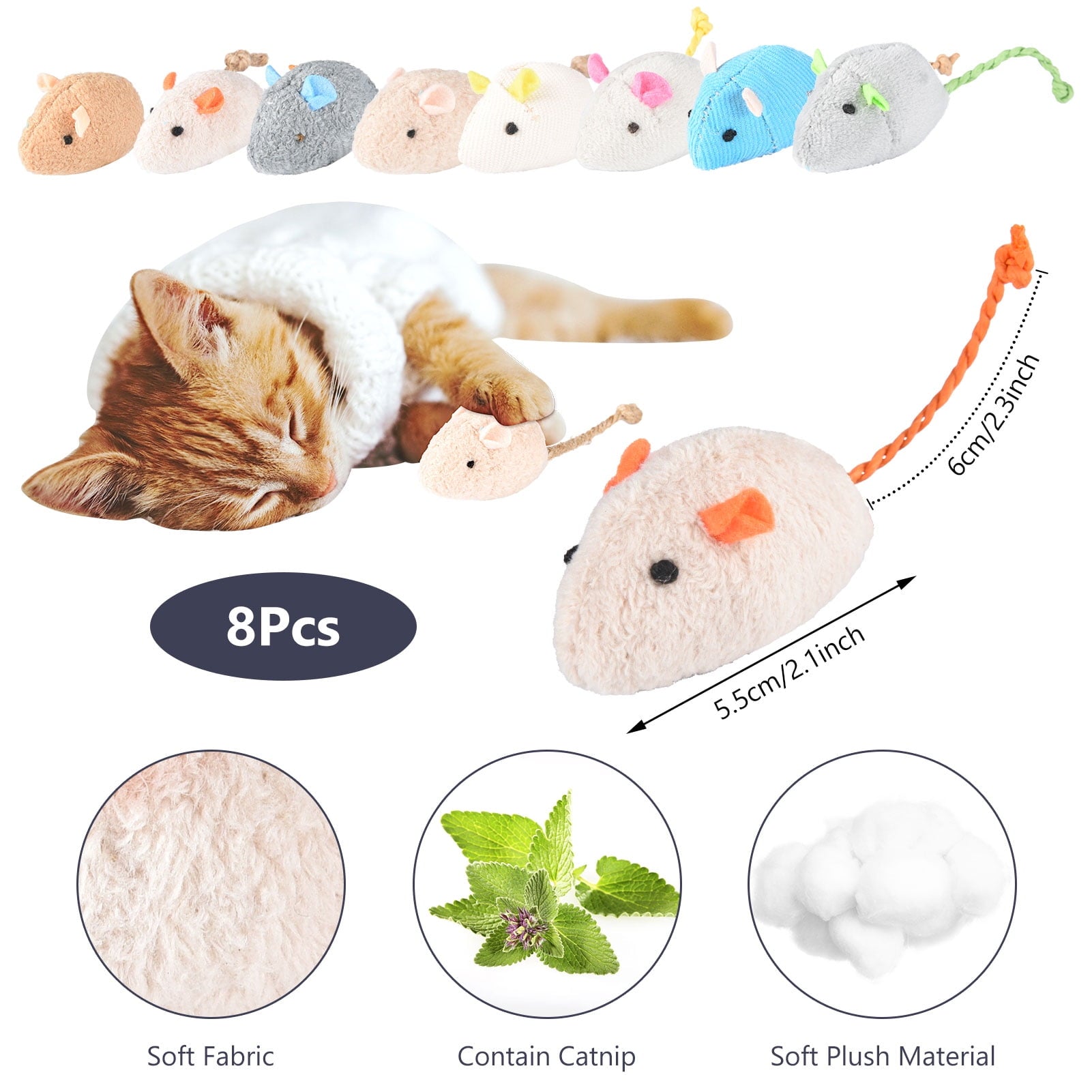 sixwipe 30 Pcs Silvervine Sticks for Cats, 8 Pcs Skitter Critters Cat Toy Catnip Mice, Natural Catnip Sticks Chew Sticks, Teeth Molar Chew Toys for Cat Kitten Kitty