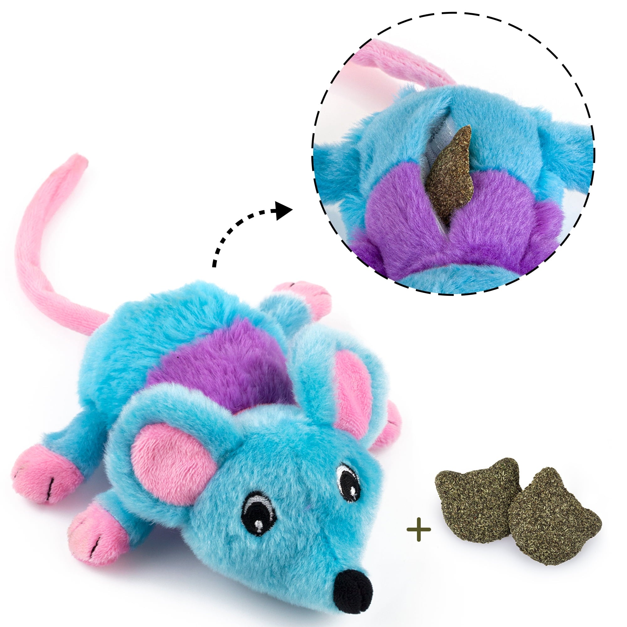 Chiwava 2 Pack 5.9" Removable Catnip Plush Cat Toys Mice with Bell Large Mouse Activity Toy