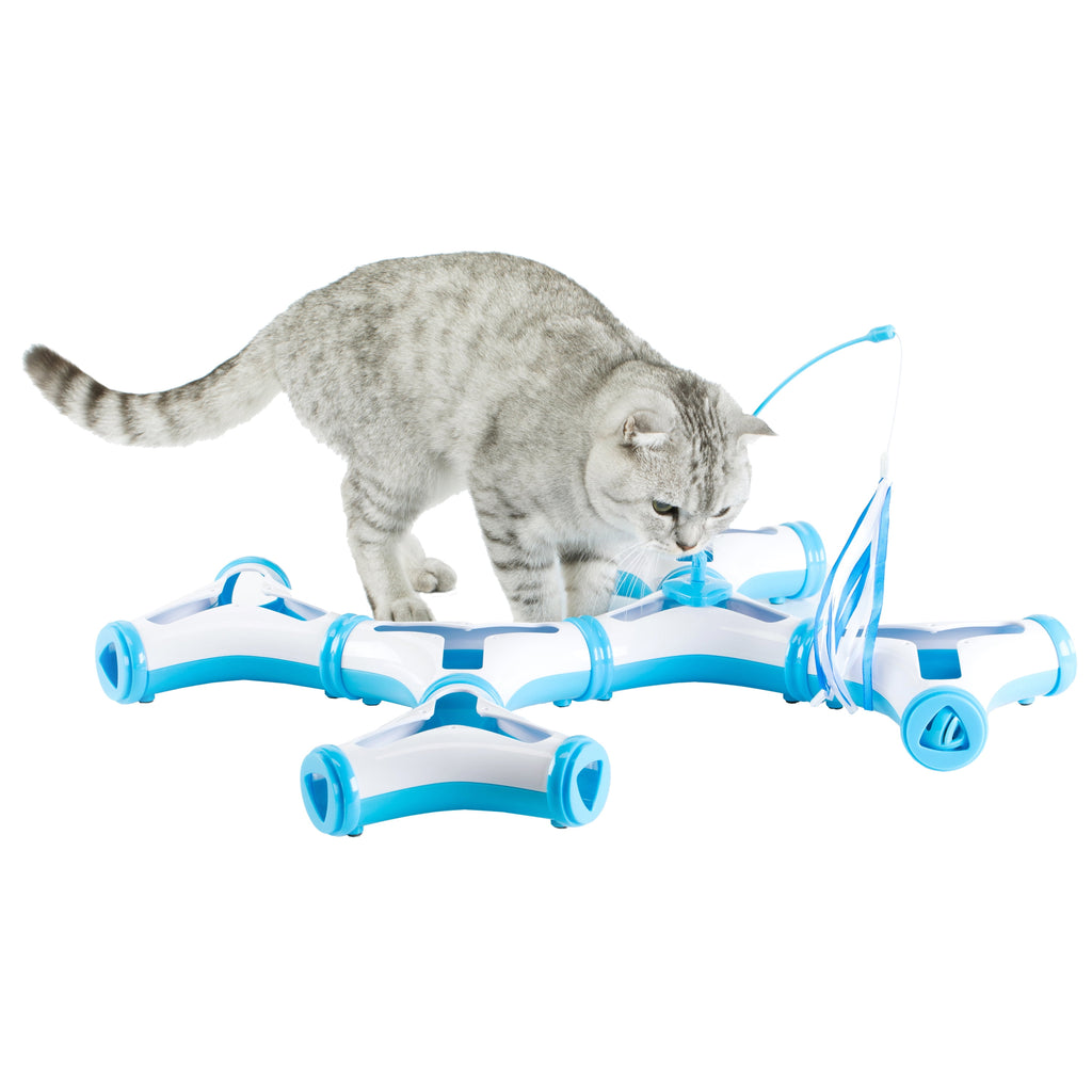 Configurable Interactive Cat Toy with Spring Feather Teaser